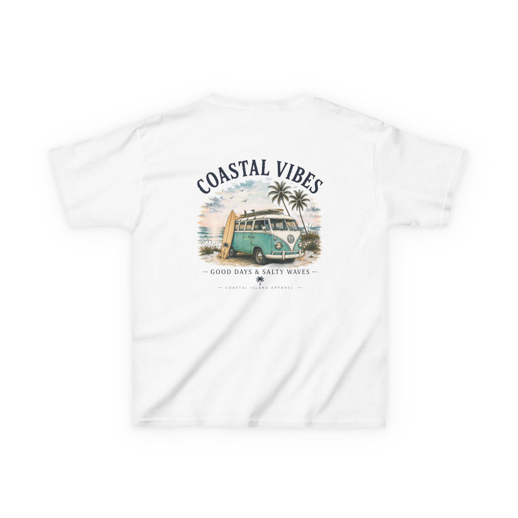 Kids T-Shirt — "Coastal Vibes" Retro Surf Van Tee