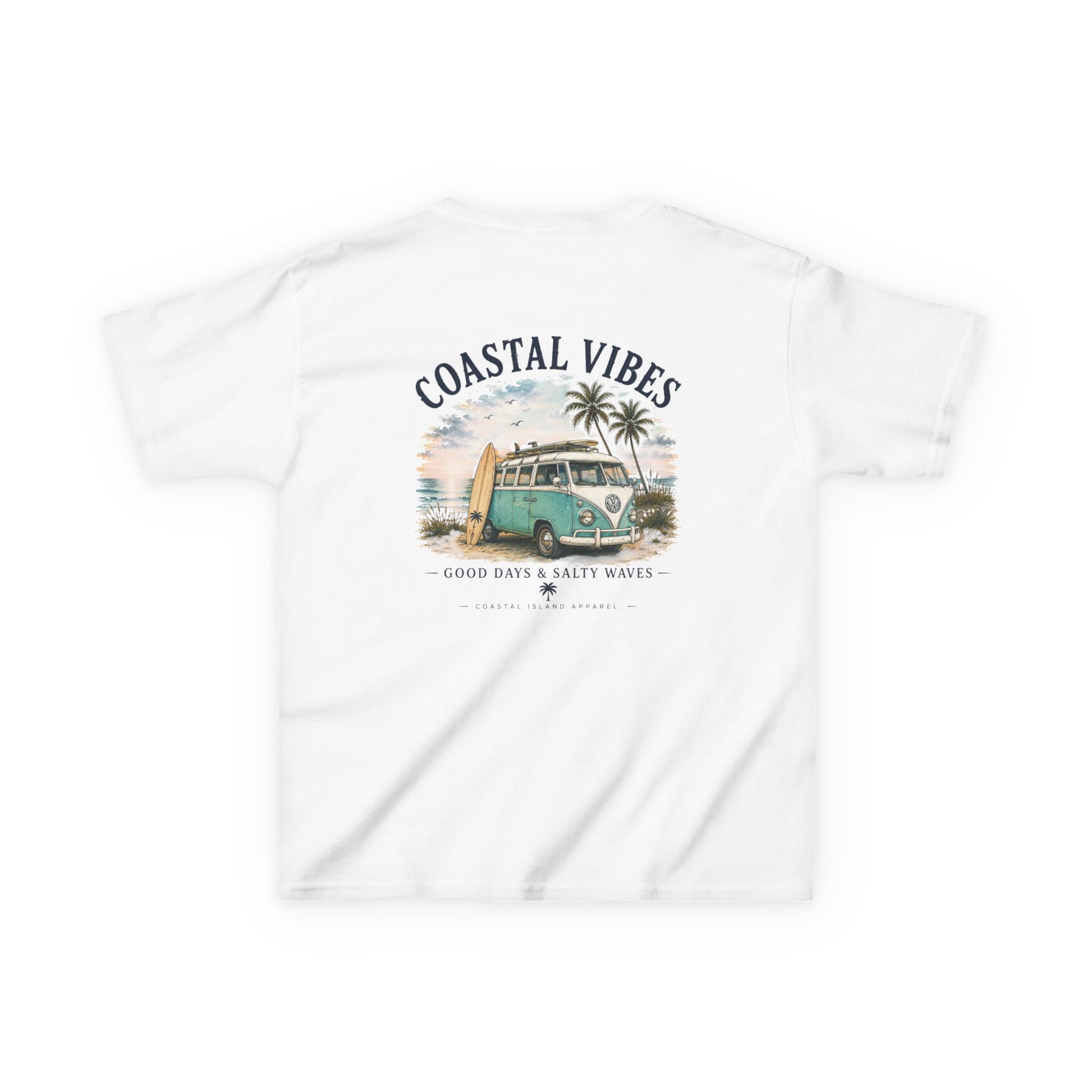 Kids T-Shirt — "Coastal Vibes" Retro Surf Van Tee