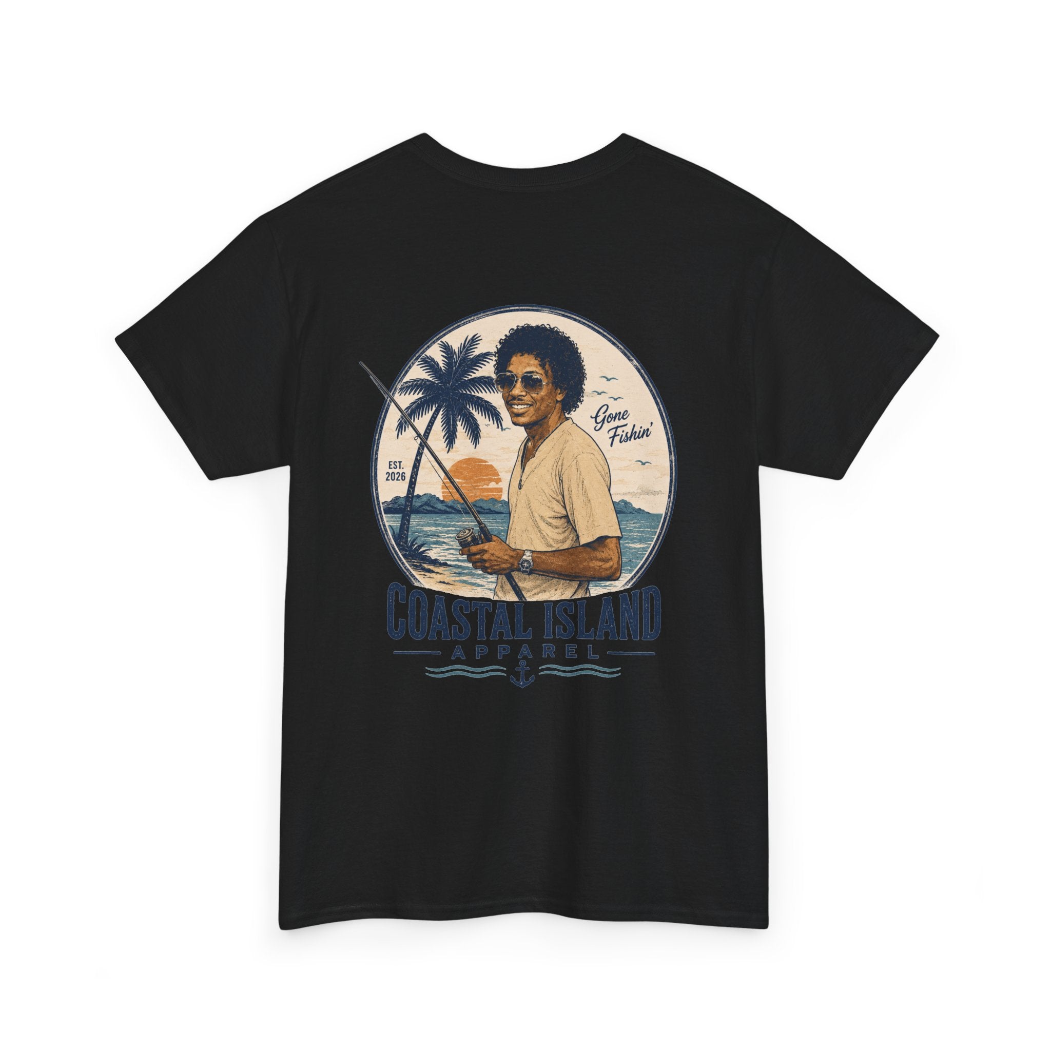 Coastal Island Tee — Vintage Sunset Palm Graphic T-Shirt