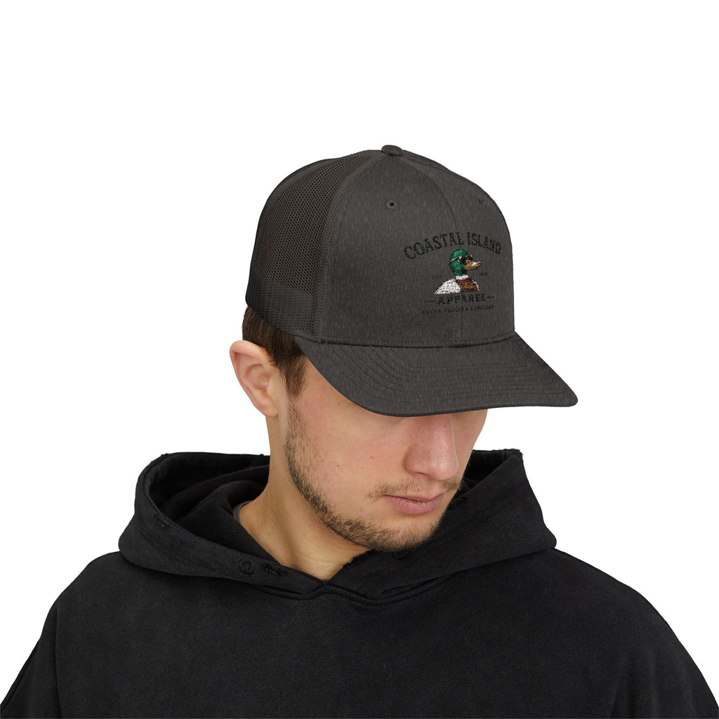 Coastal Island Trucker Cap — Vintage Duck Logo Snapback Hat