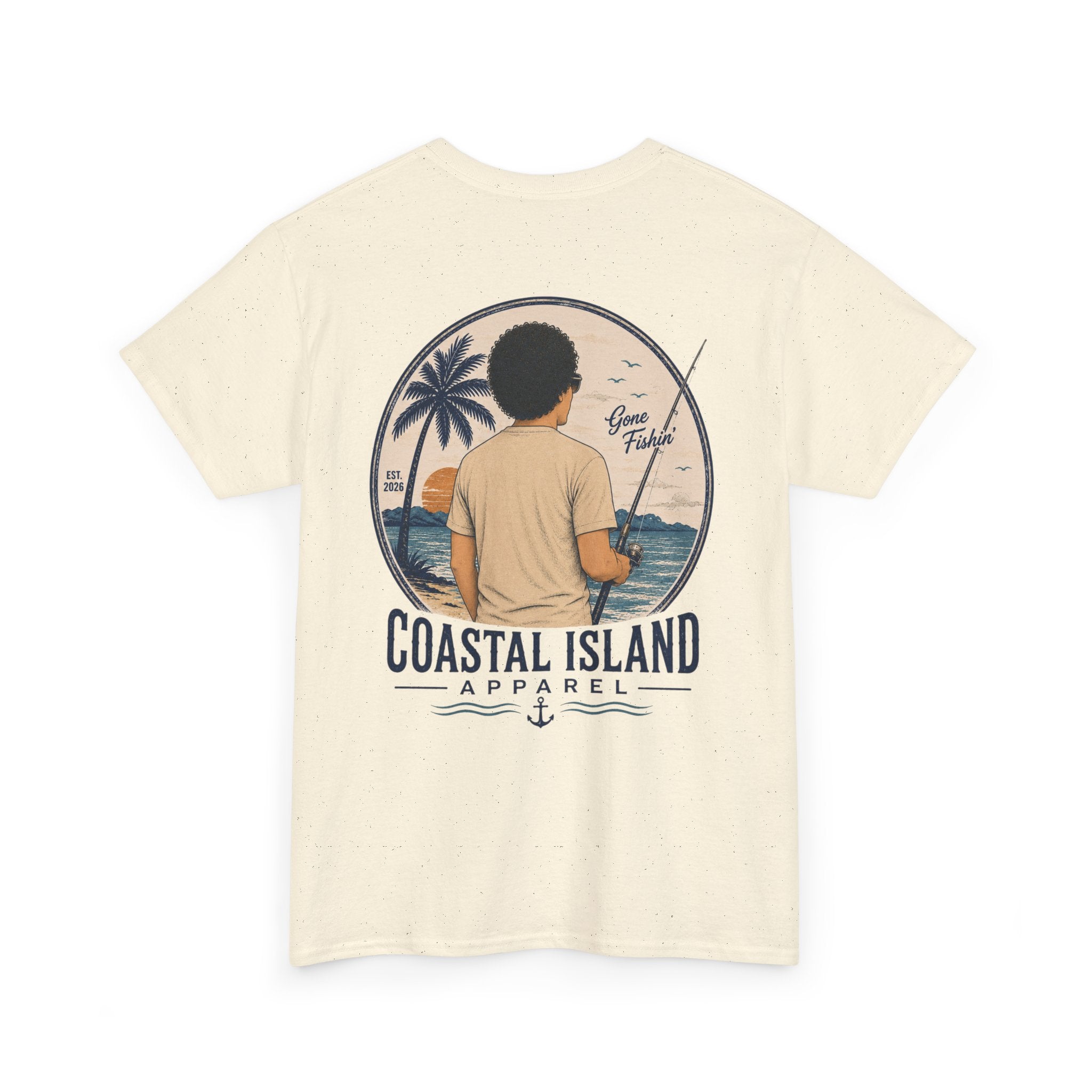 Unisex Heavy Cotton Tee- Guy Fishing