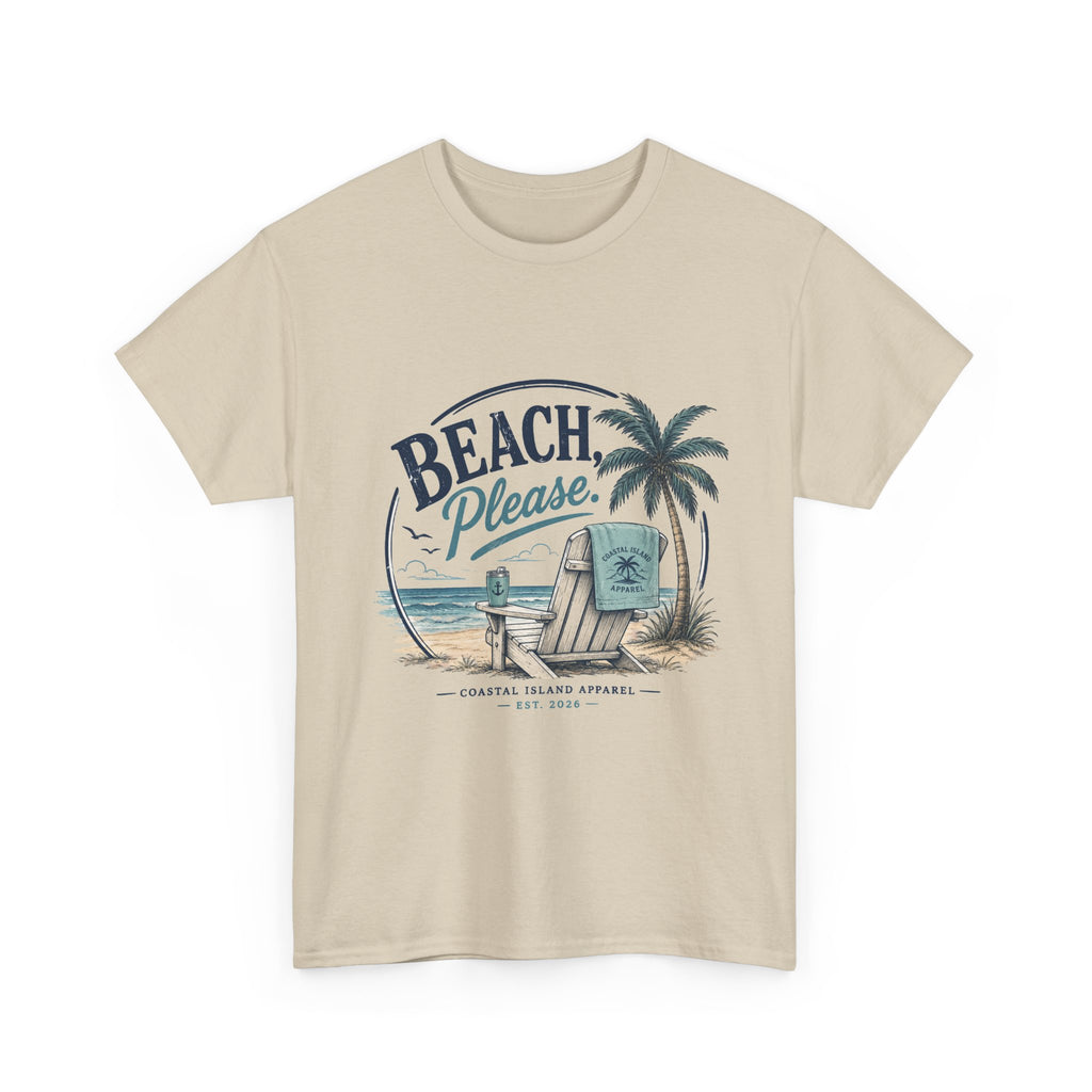 Beach Please T-Shirt — Vintage Palm Tree & Surfboard Summer Tee
