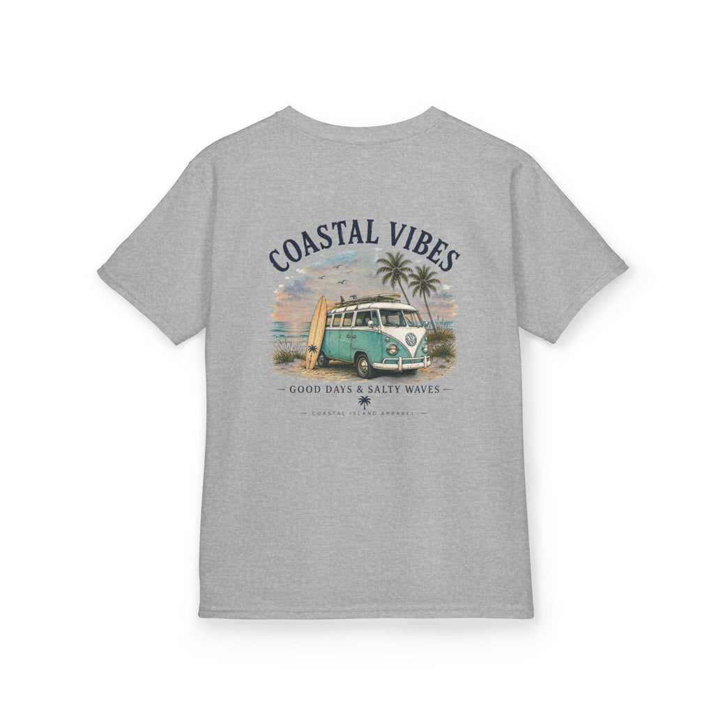 Kids T-Shirt — "Coastal Vibes" Retro Surf Van Tee