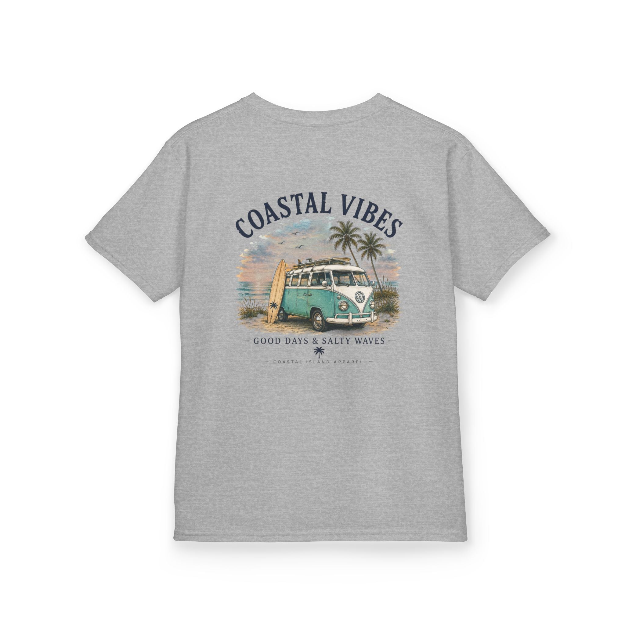 Kids T-Shirt — "Coastal Vibes" Retro Surf Van Tee