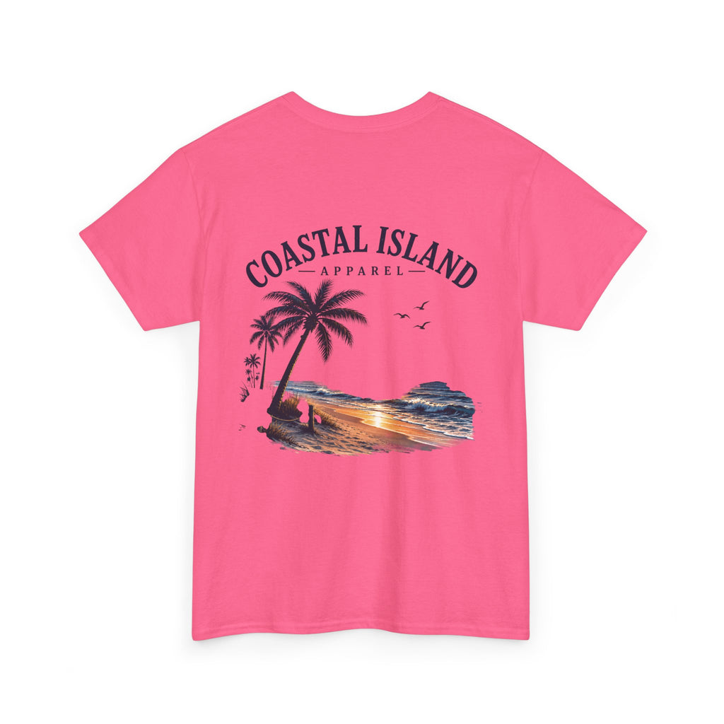 Coastal Island Sunset Beach T-Shirt | Palm Tree Ocean Graphic Tee