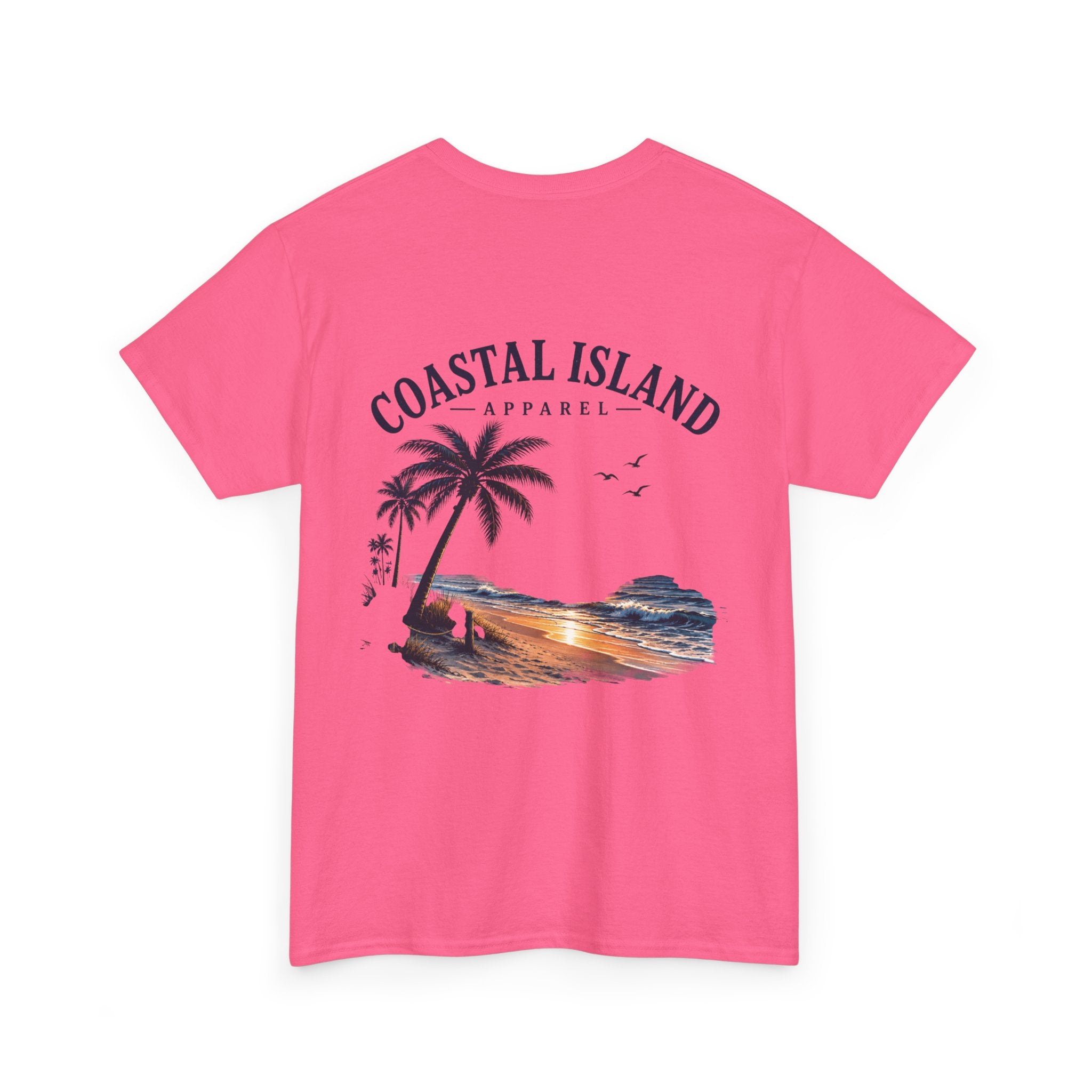 Coastal Island Sunset Beach T-Shirt | Palm Tree Ocean Graphic Tee