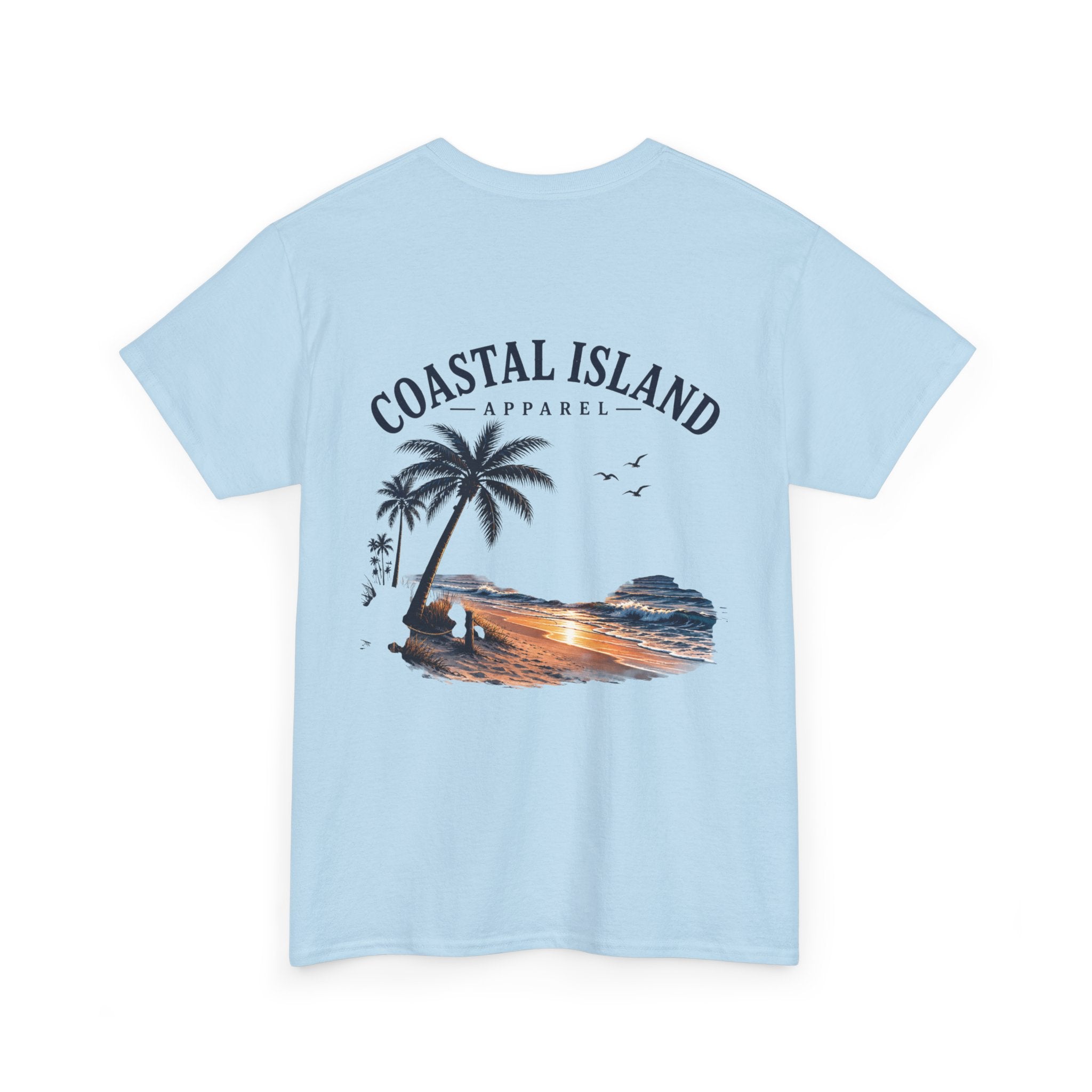 Coastal Island Sunset Beach T-Shirt | Palm Tree Ocean Graphic Tee