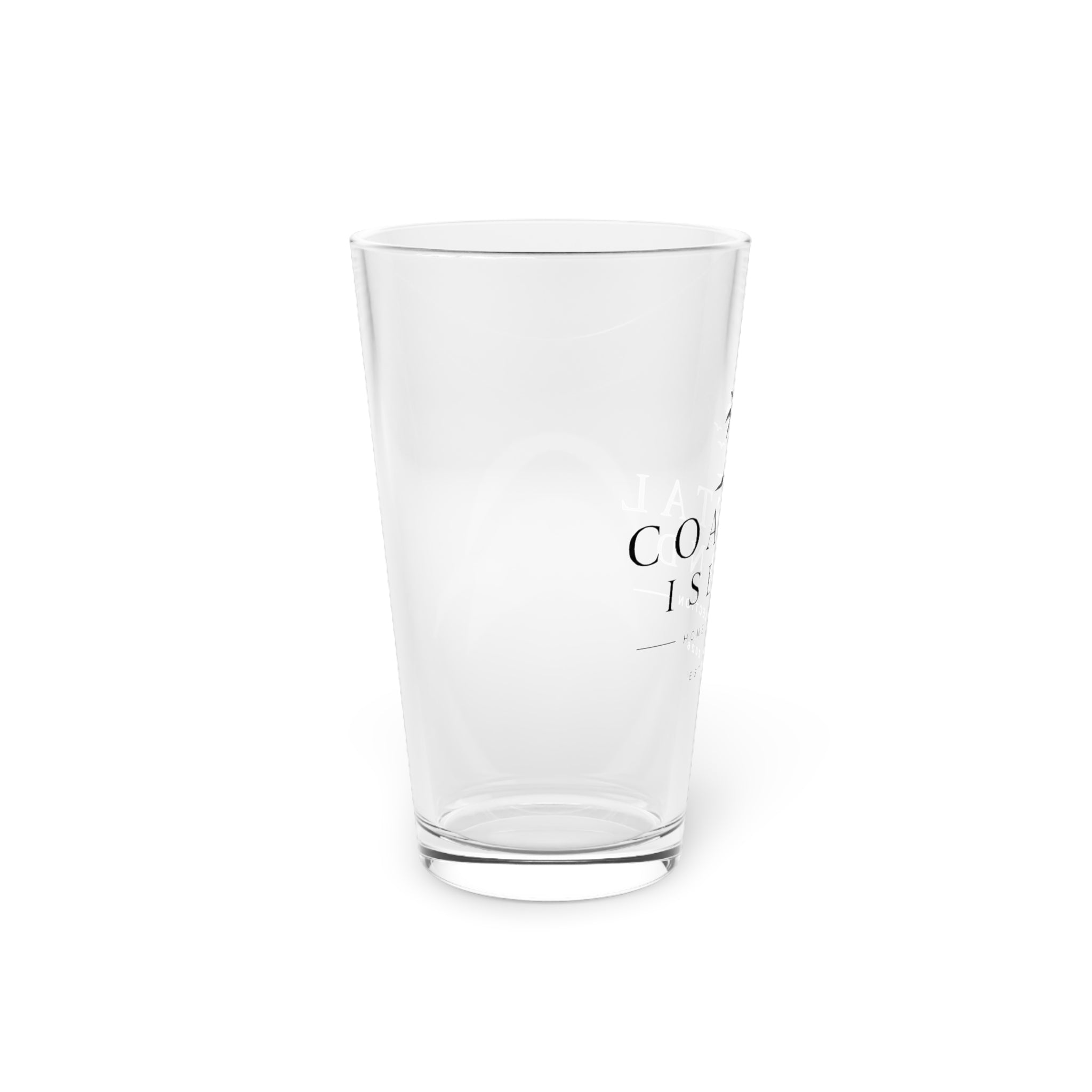 Coastal Island 16oz Pint Glass – Beach Palm Logo Beer & Cocktail Glass