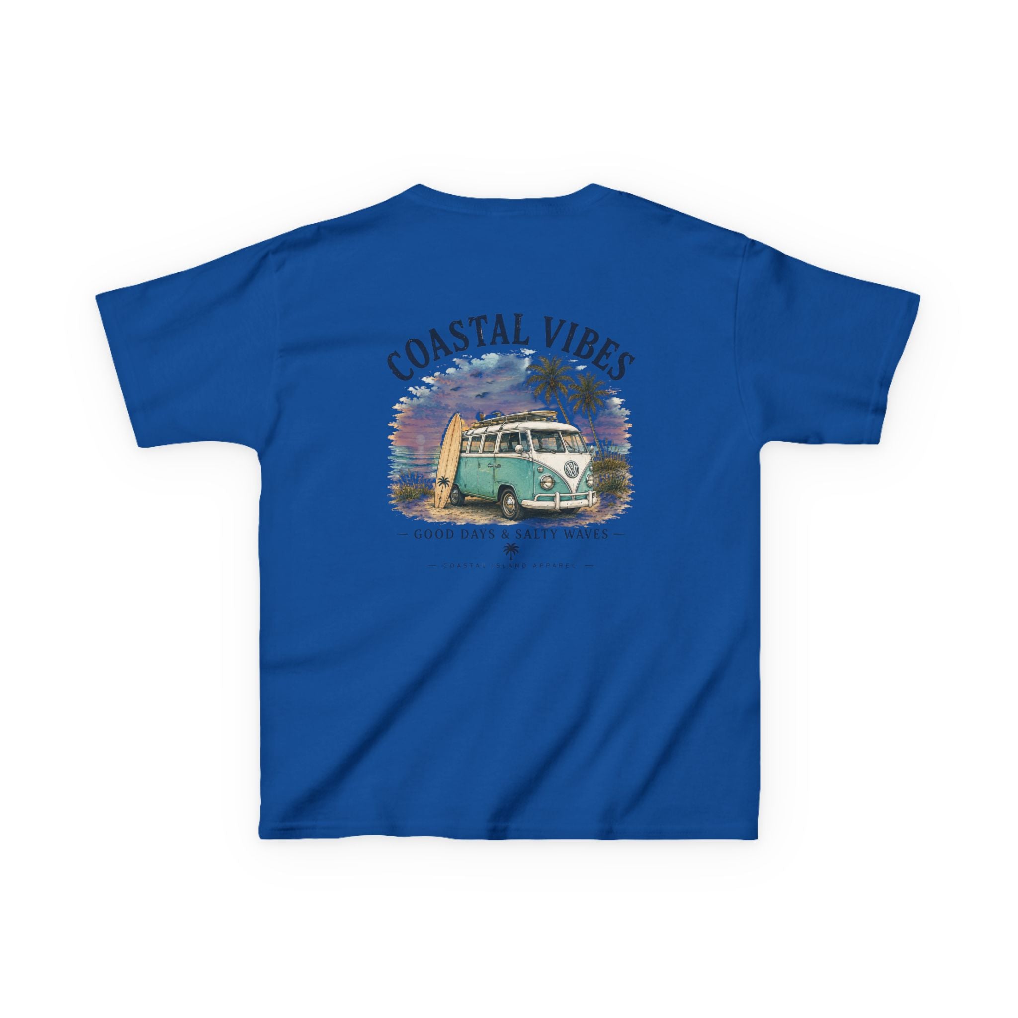 Kids T-Shirt — "Coastal Vibes" Retro Surf Van Tee