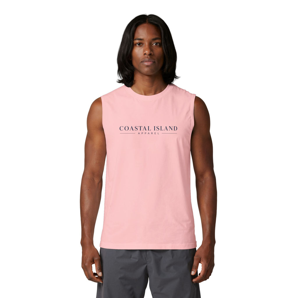 Coastal Island Muscle Tank — Minimal Beach Logo Tank Top