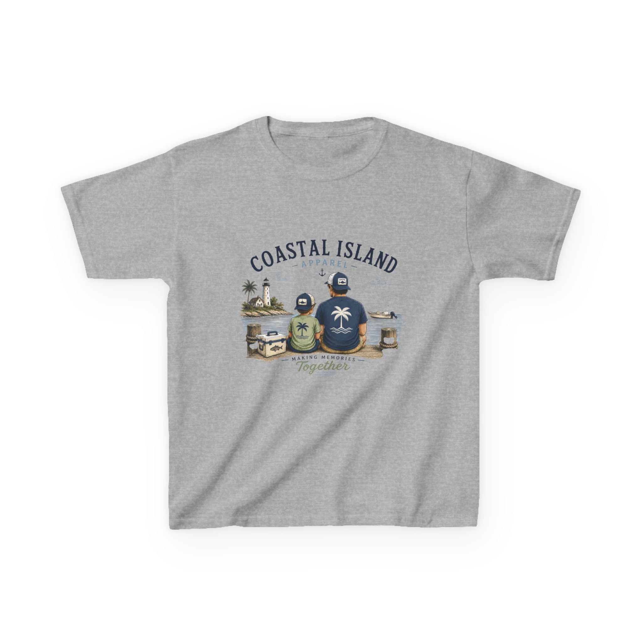 Kids Tee — "Coastal Island" Dad and Son Beach Graphic