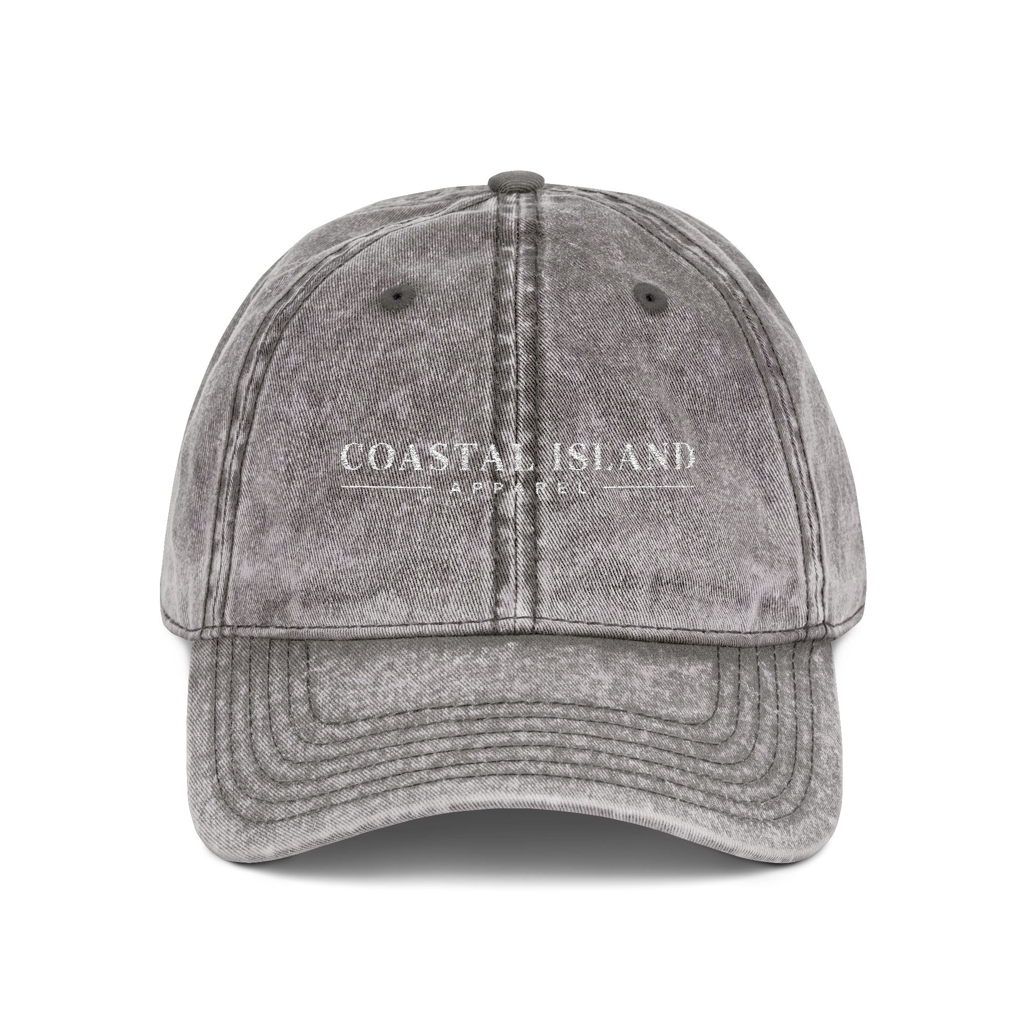 Vintage Embroidered Cap — "Coastal Island" Washed Dad Hat