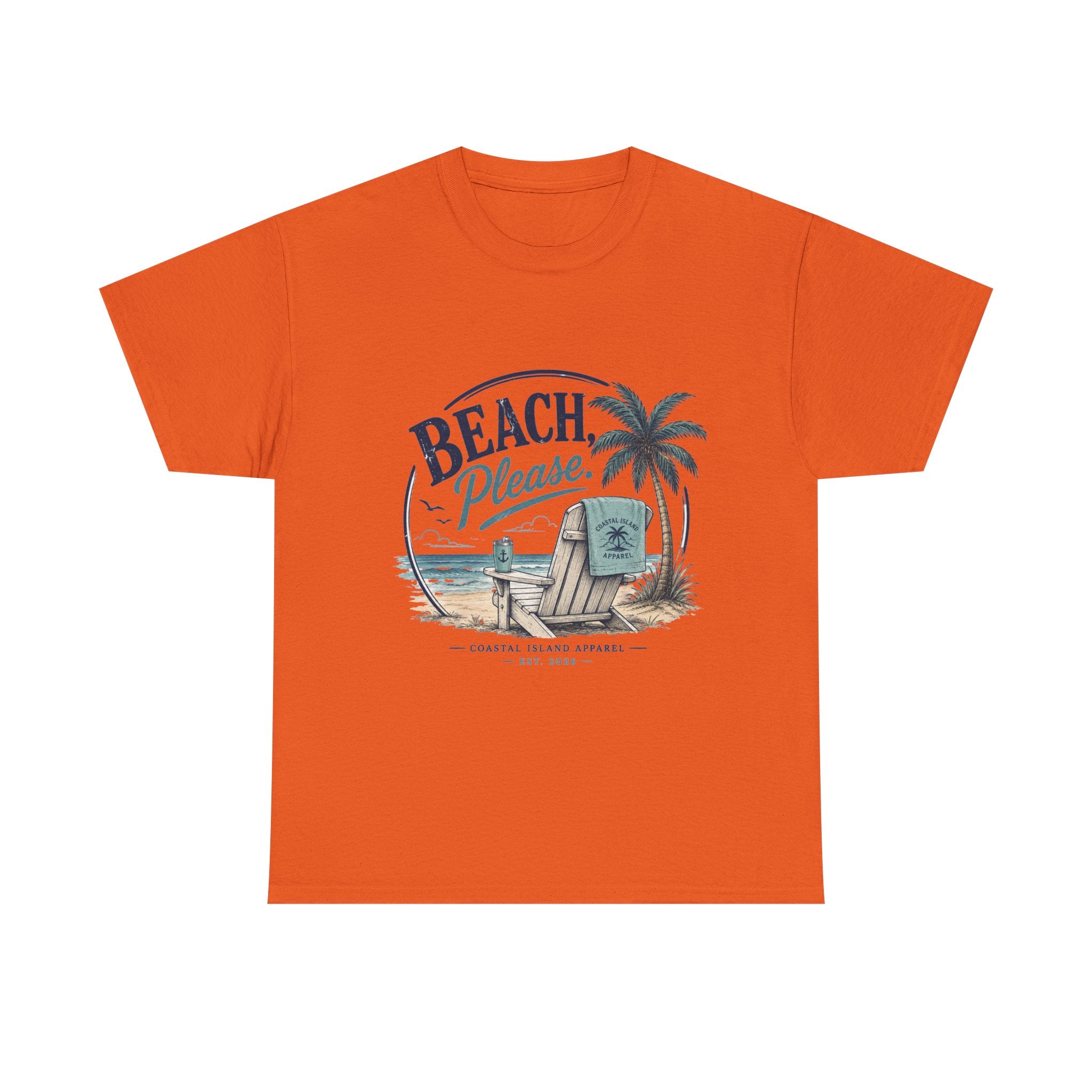 Beach Please T-Shirt — Vintage Palm Tree & Surfboard Summer Tee