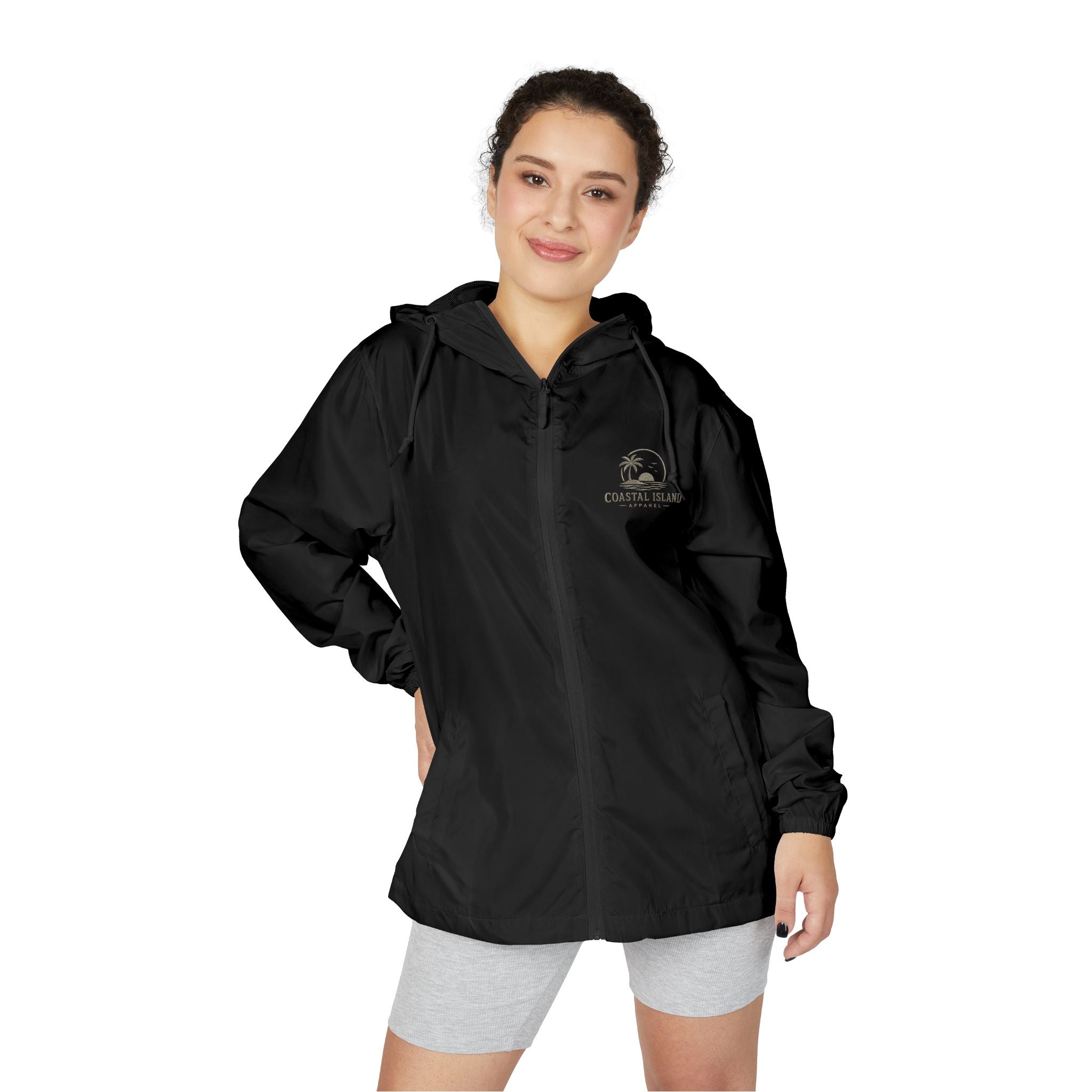 Windbreaker Jacket — "Catch the Wave" Palm Logo Lightweight Hooded Windbreaker