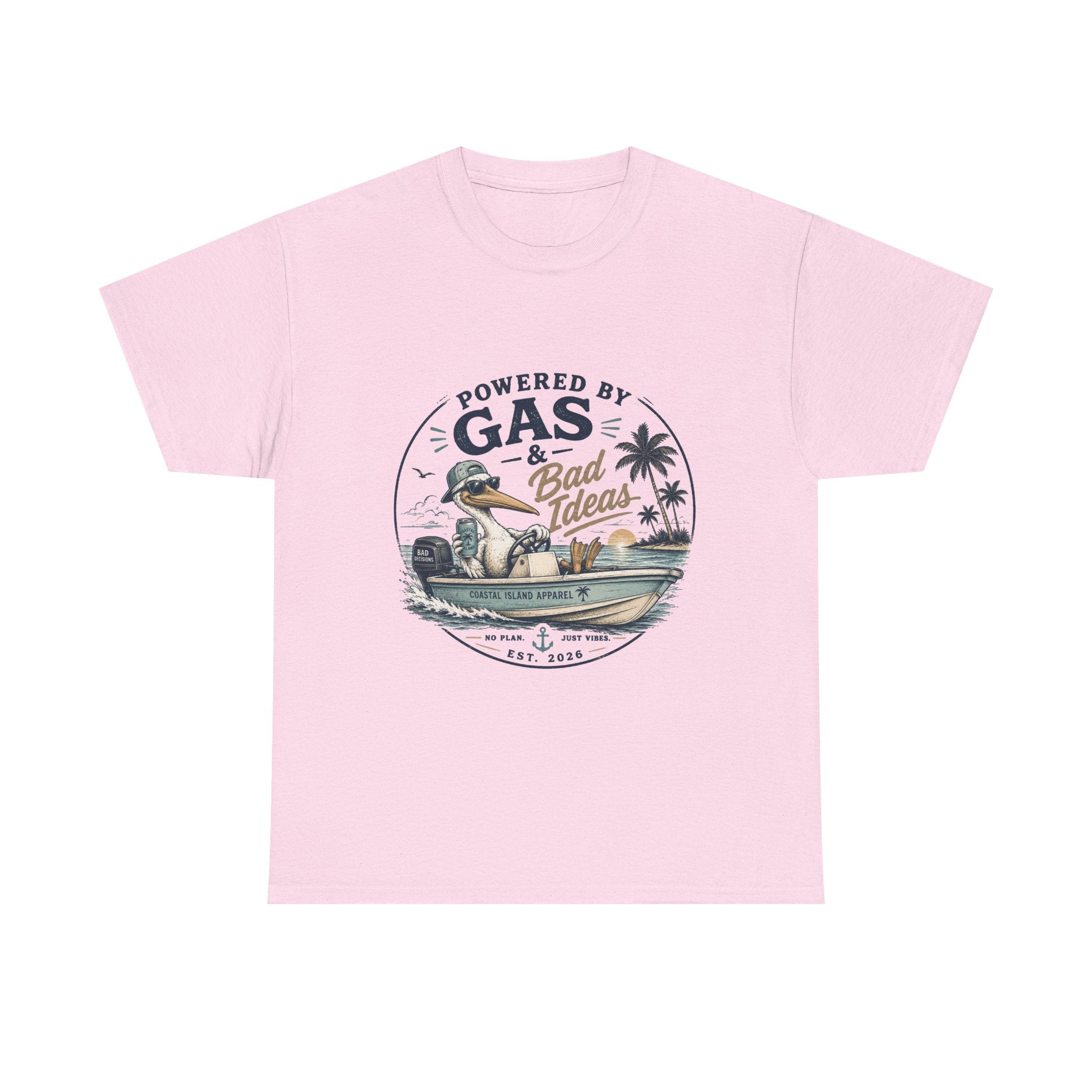 Gas & Bad Ideas Boat T‑Shirt — Funny Fishing Beach Tee