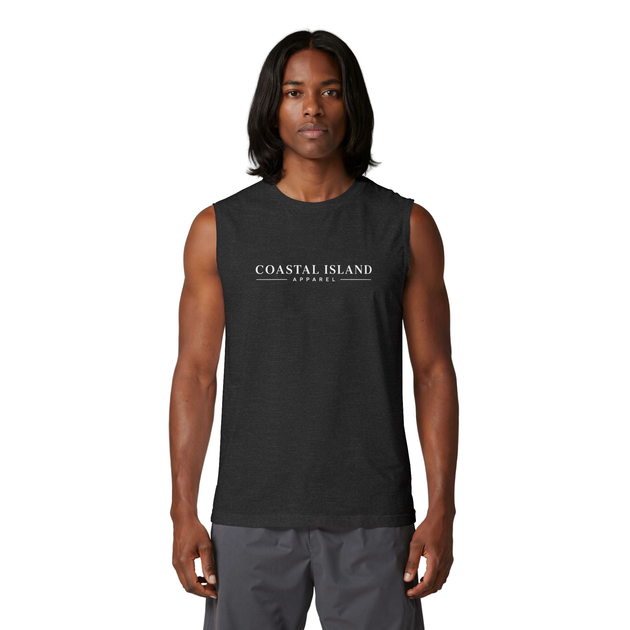 Coastal Island Muscle Tank — Minimal Beach Logo Tank Top