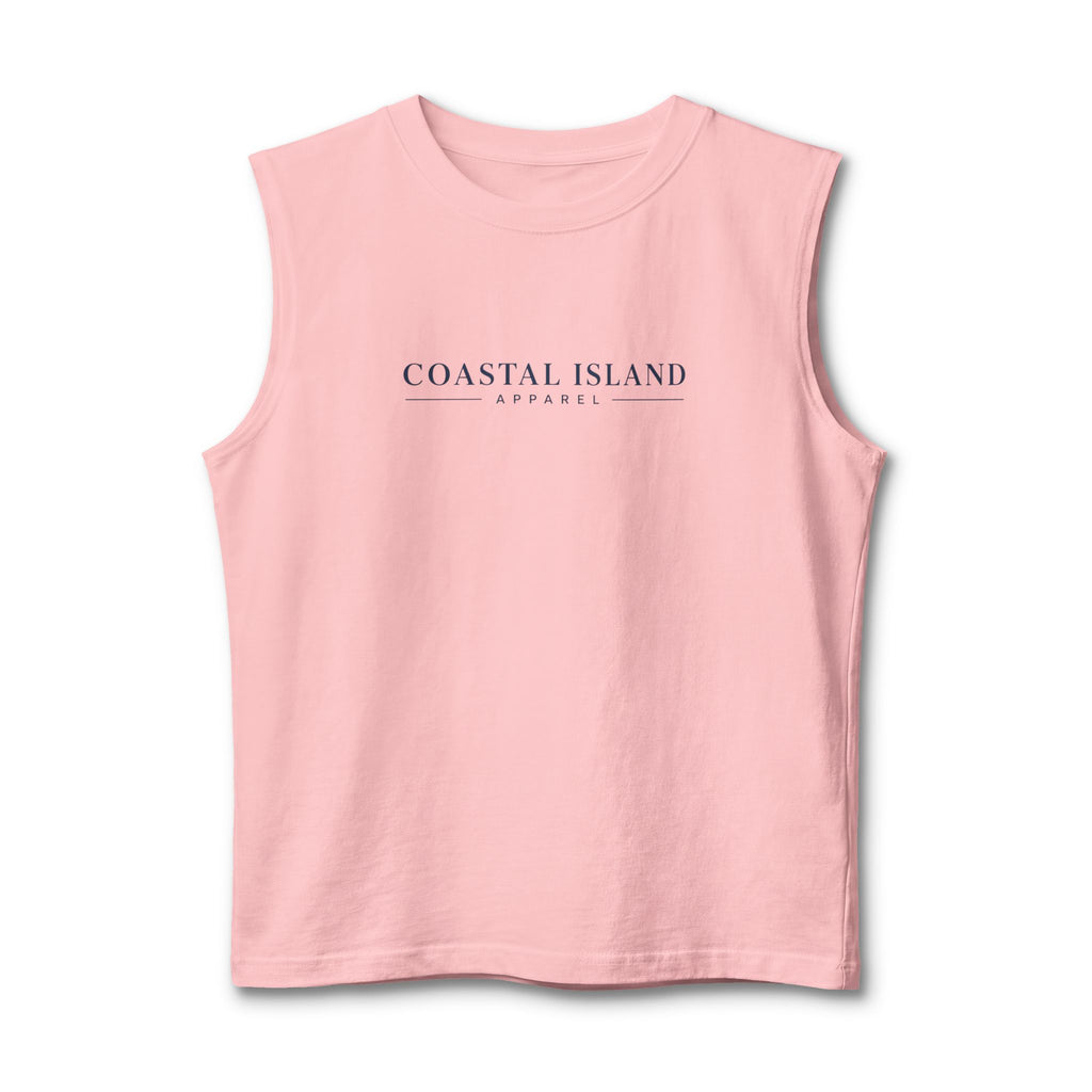 Coastal Island Muscle Tank — Minimal Beach Logo Tank Top