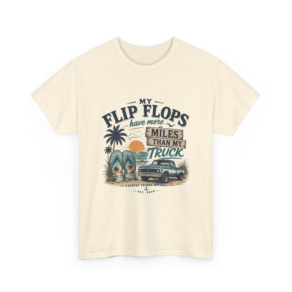 Flip Flops Have More Miles Than My Truck Graphic Tee — Beach Vintage Truck T-Shirt
