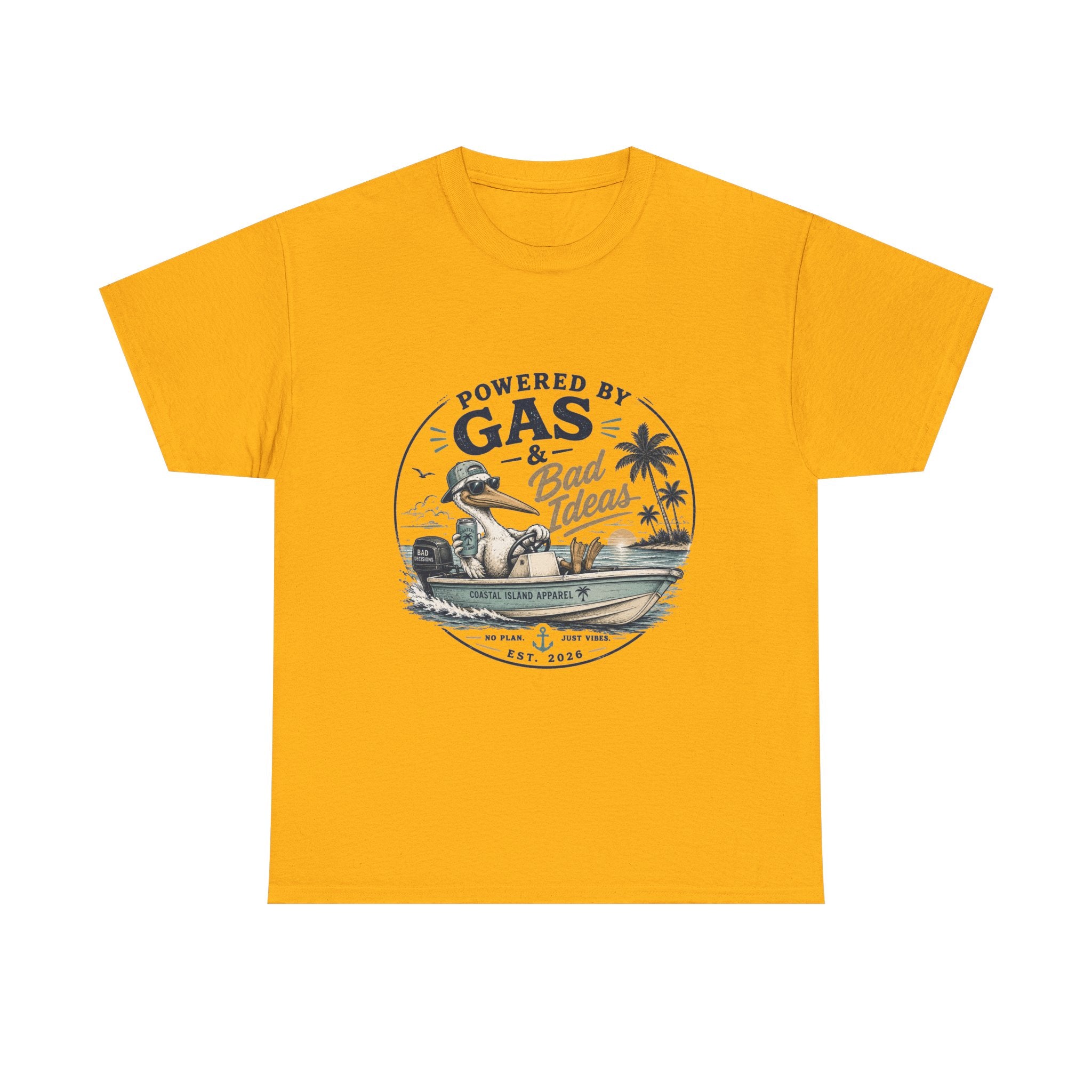 Gas & Bad Ideas Boat T‑Shirt — Funny Fishing Beach Tee
