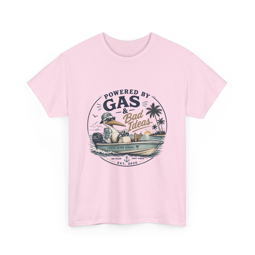Gas & Bad Ideas Boat T‑Shirt — Funny Fishing Beach Tee