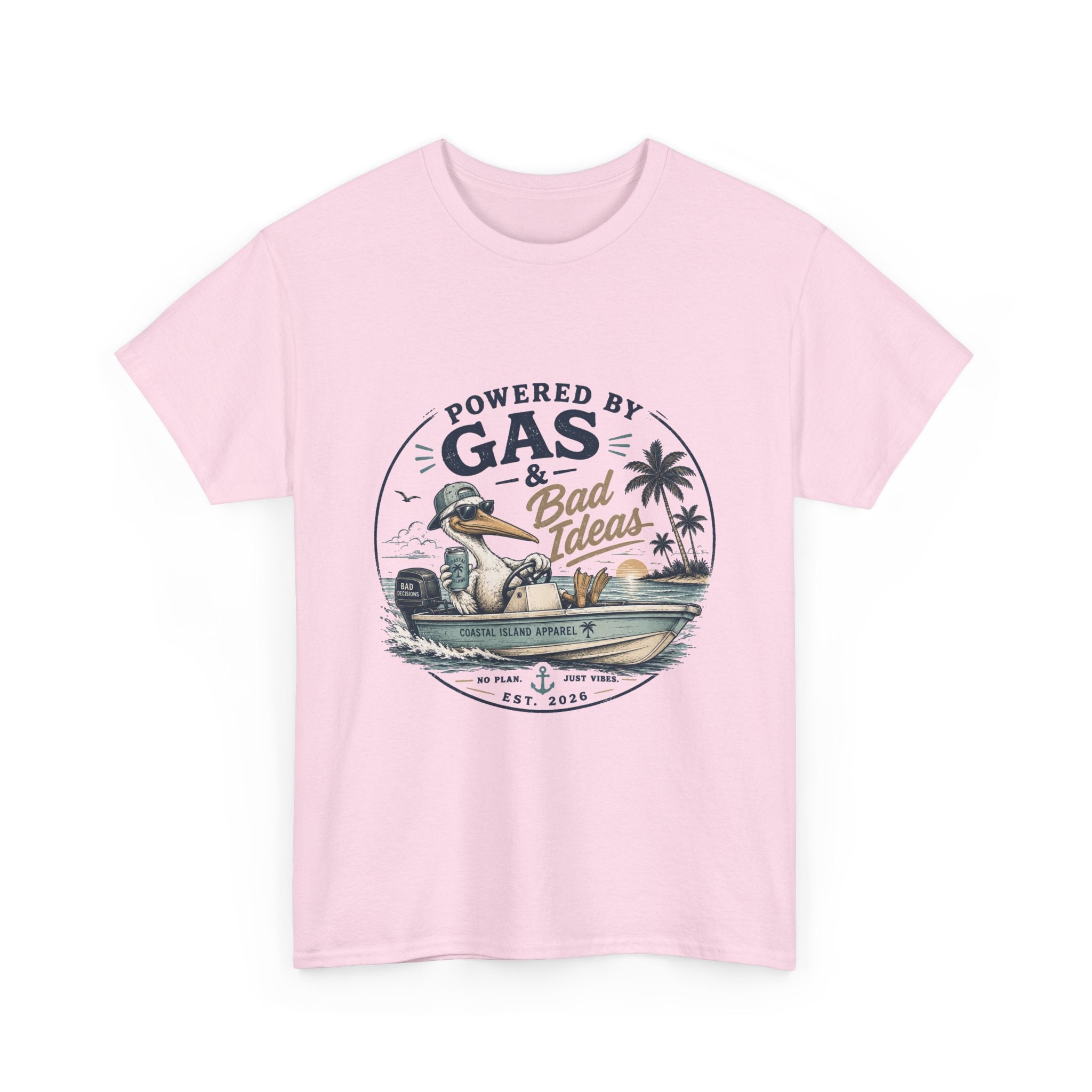 Gas & Bad Ideas Boat T‑Shirt — Funny Fishing Beach Tee