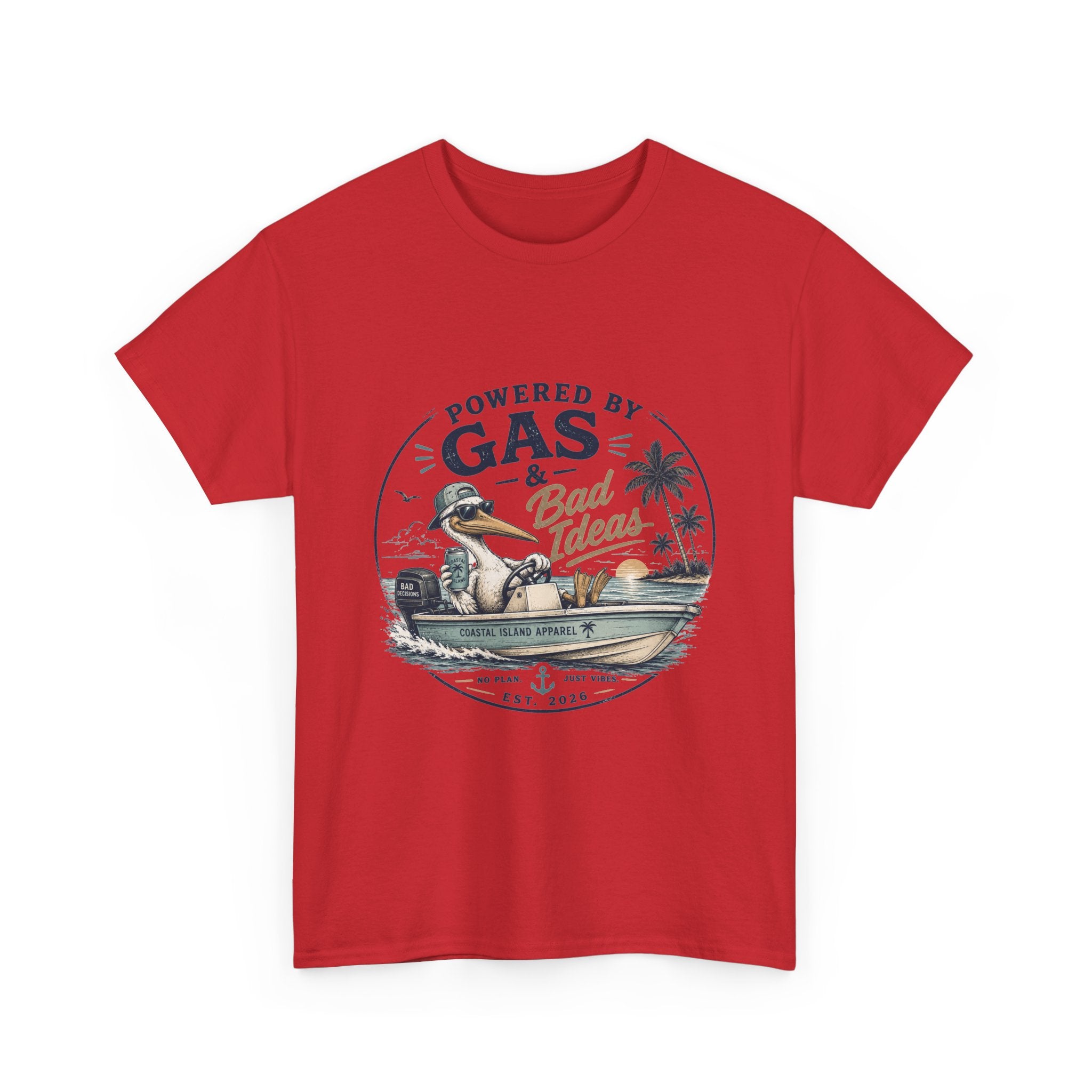 Gas & Bad Ideas Boat T‑Shirt — Funny Fishing Beach Tee
