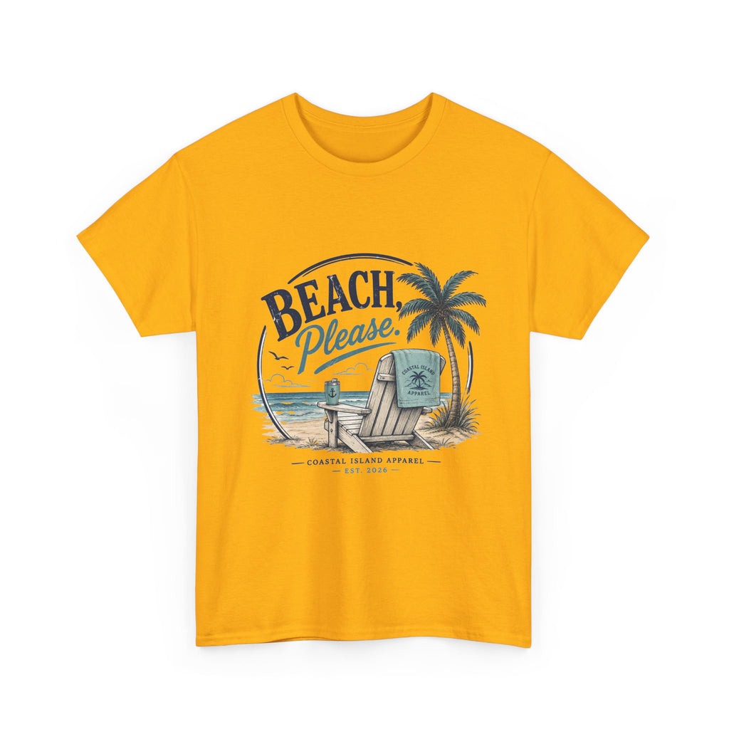 Beach Please T-Shirt — Vintage Palm Tree & Surfboard Summer Tee