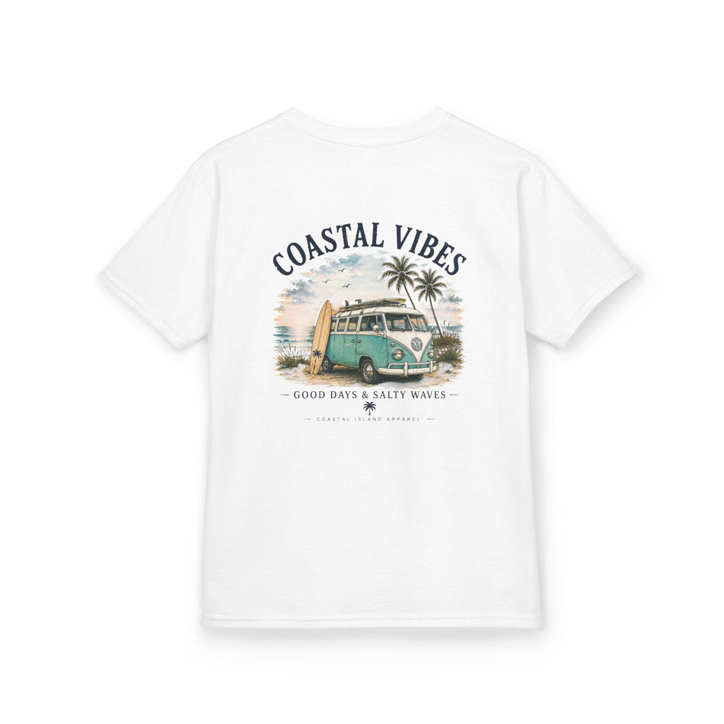 Kids T-Shirt — "Coastal Vibes" Retro Surf Van Tee