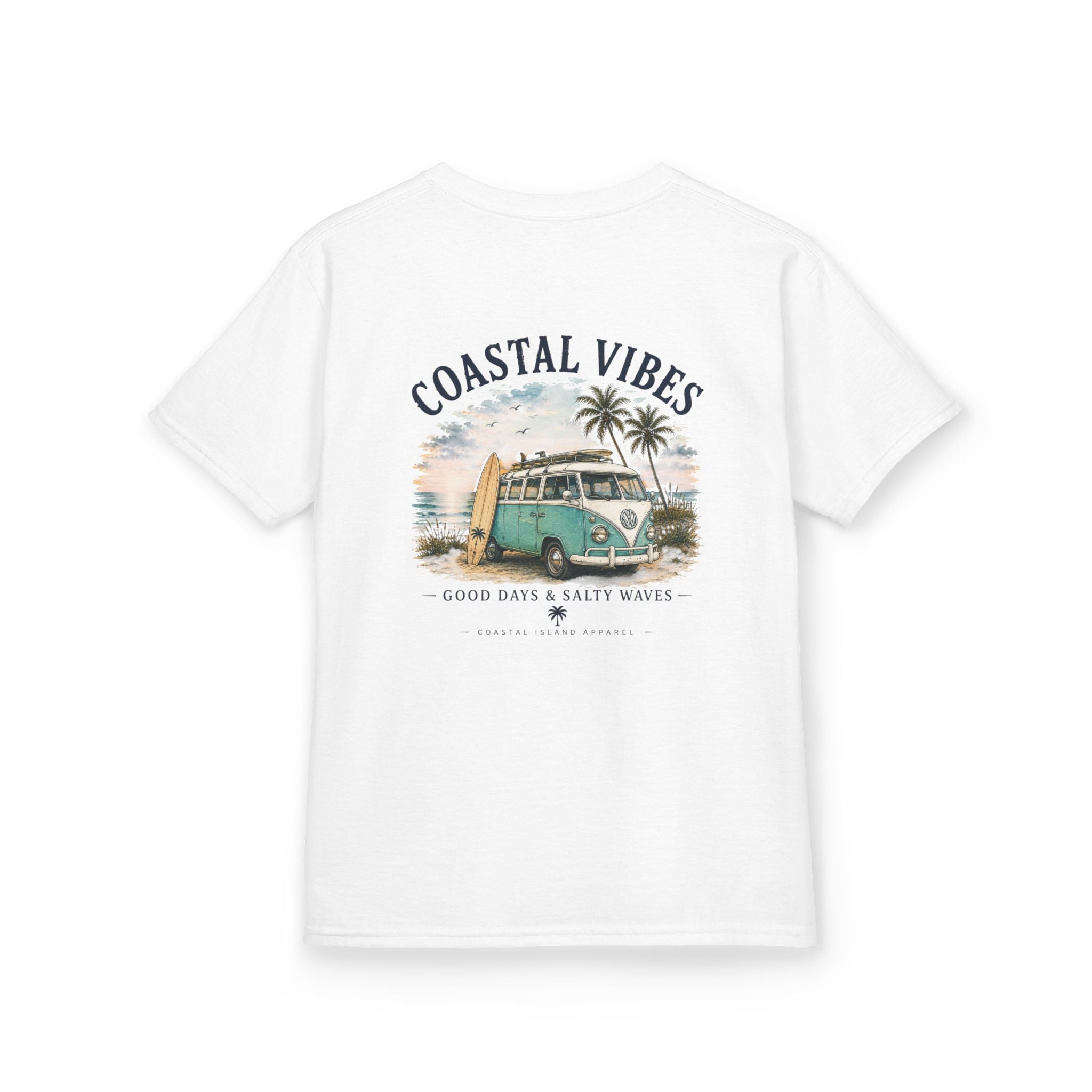 Kids T-Shirt — "Coastal Vibes" Retro Surf Van Tee
