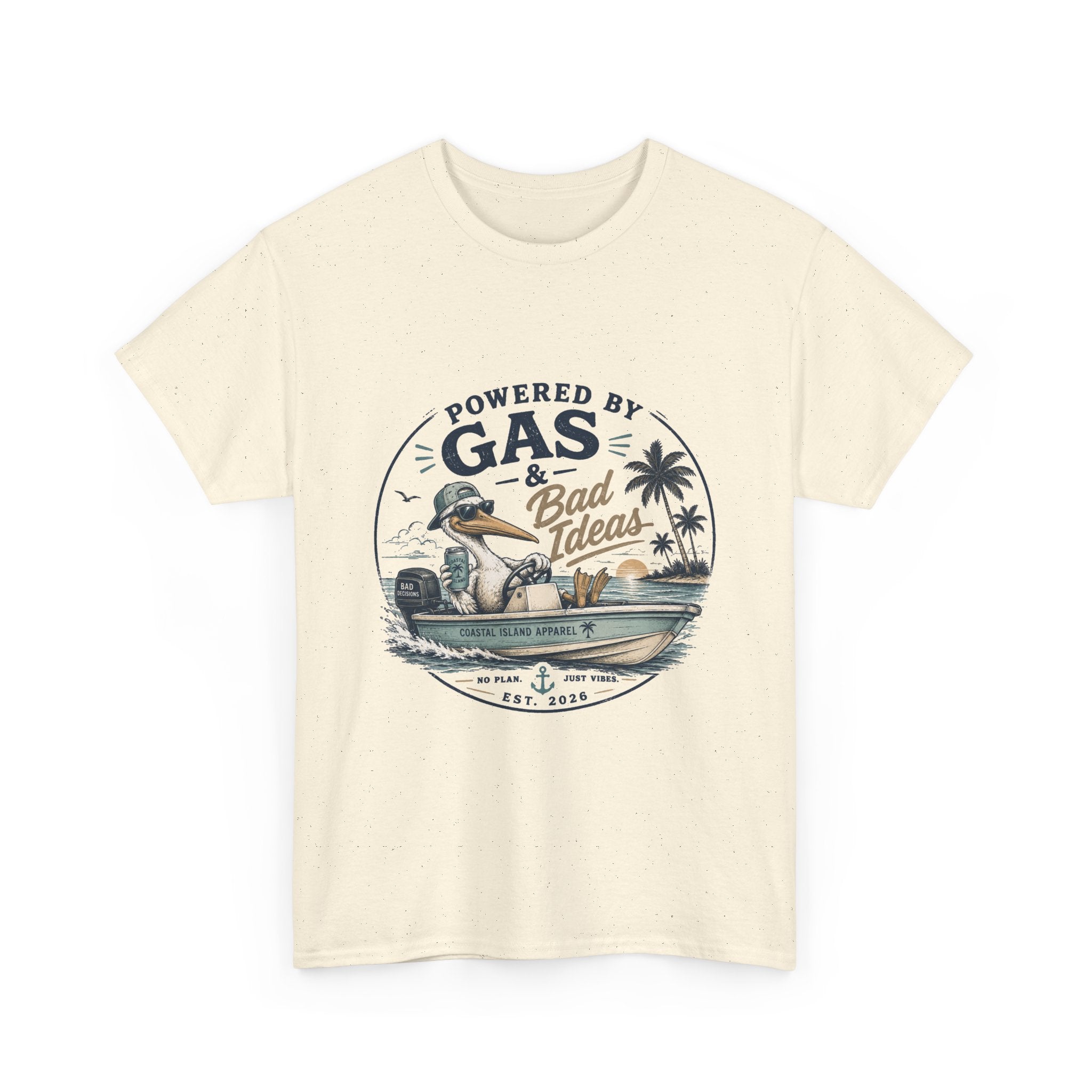 Gas & Bad Ideas Boat T‑Shirt — Funny Fishing Beach Tee
