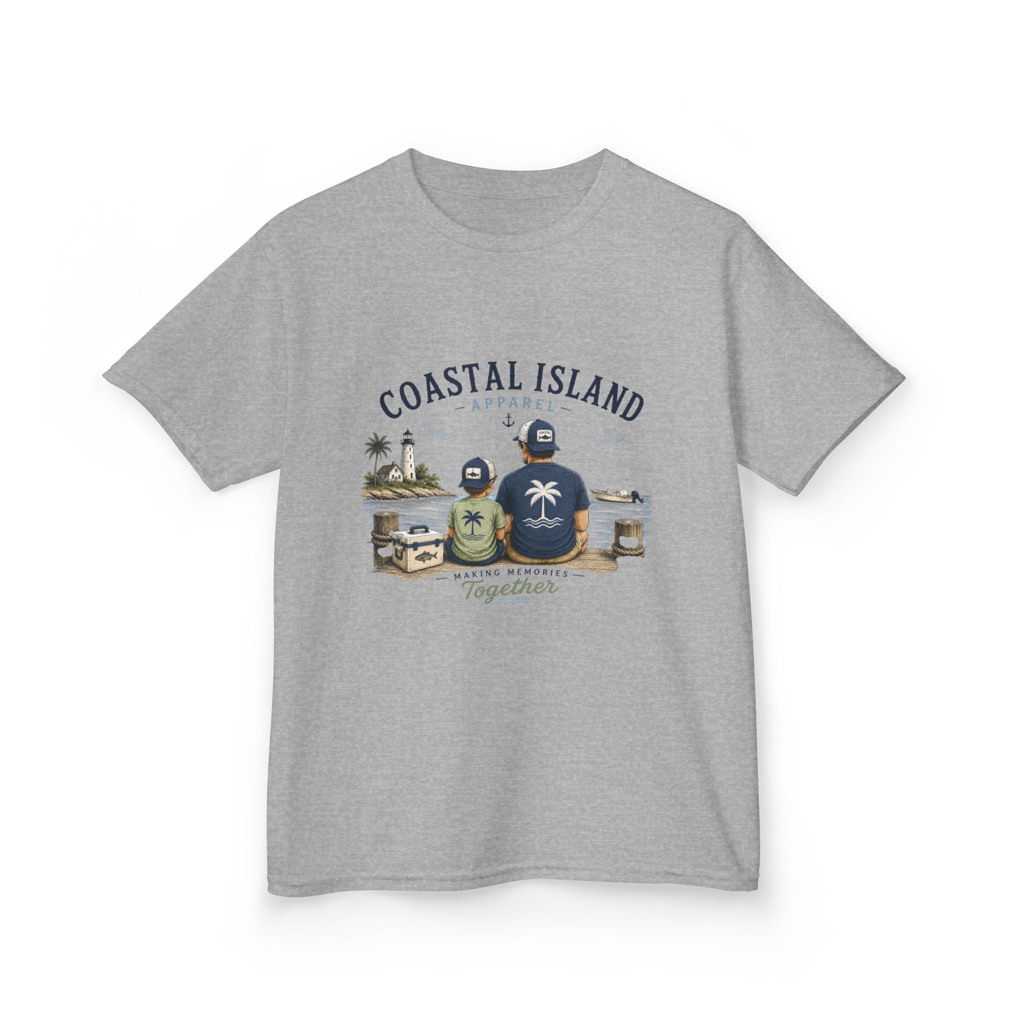 Kids Tee — "Coastal Island" Dad and Son Beach Graphic