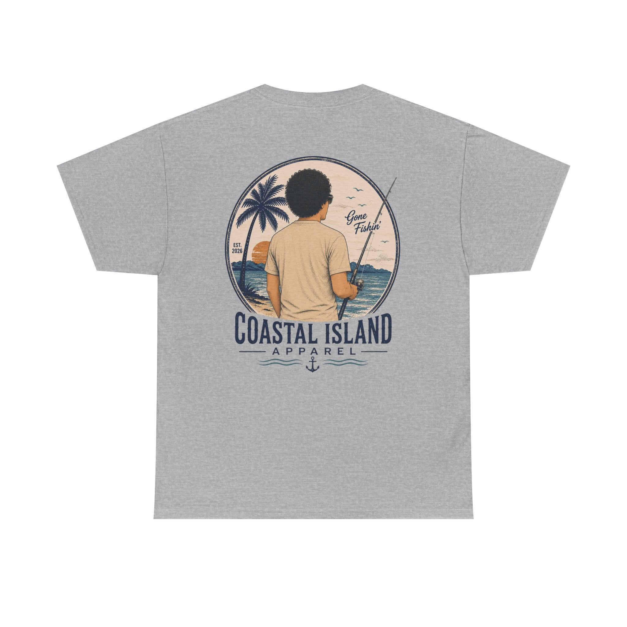 Unisex Heavy Cotton Tee- Guy Fishing