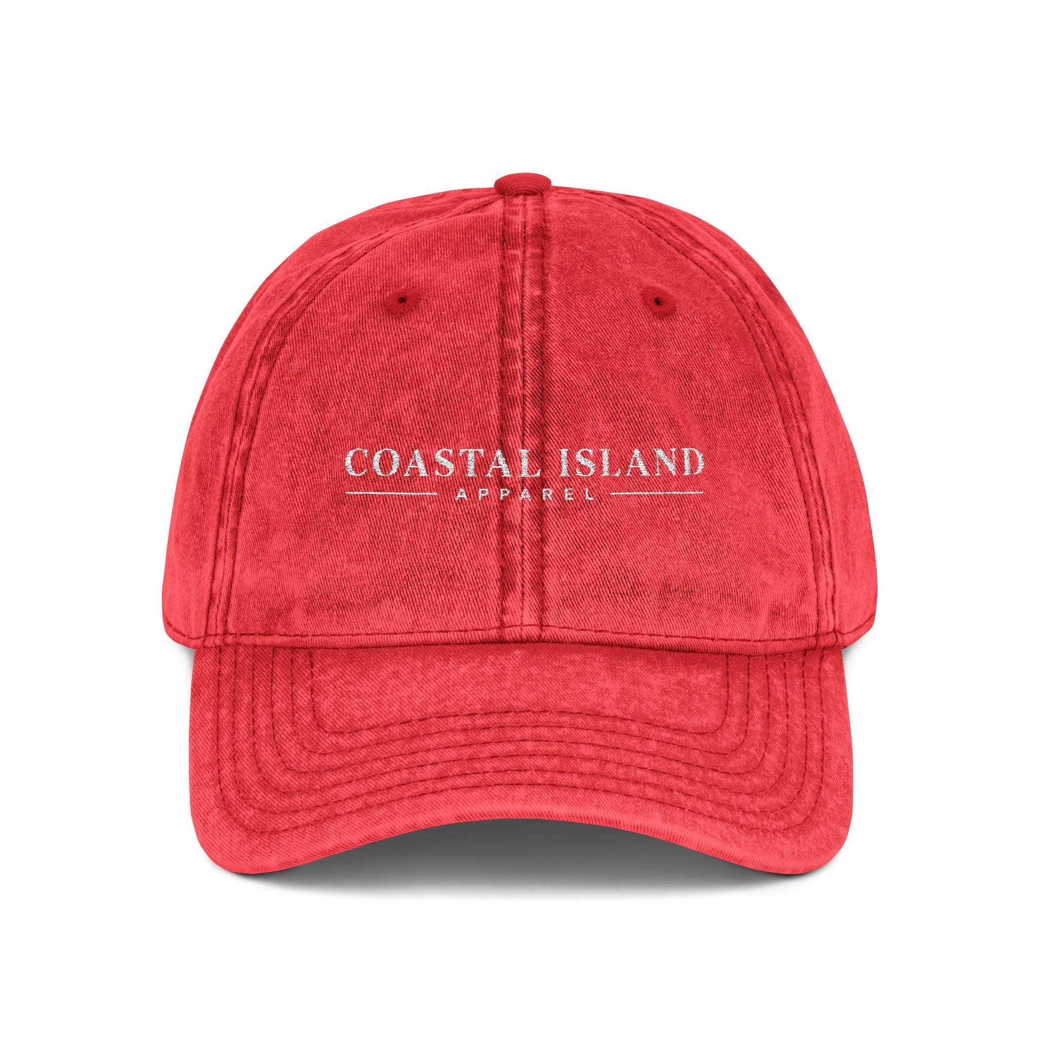 Vintage Embroidered Cap — "Coastal Island" Washed Dad Hat
