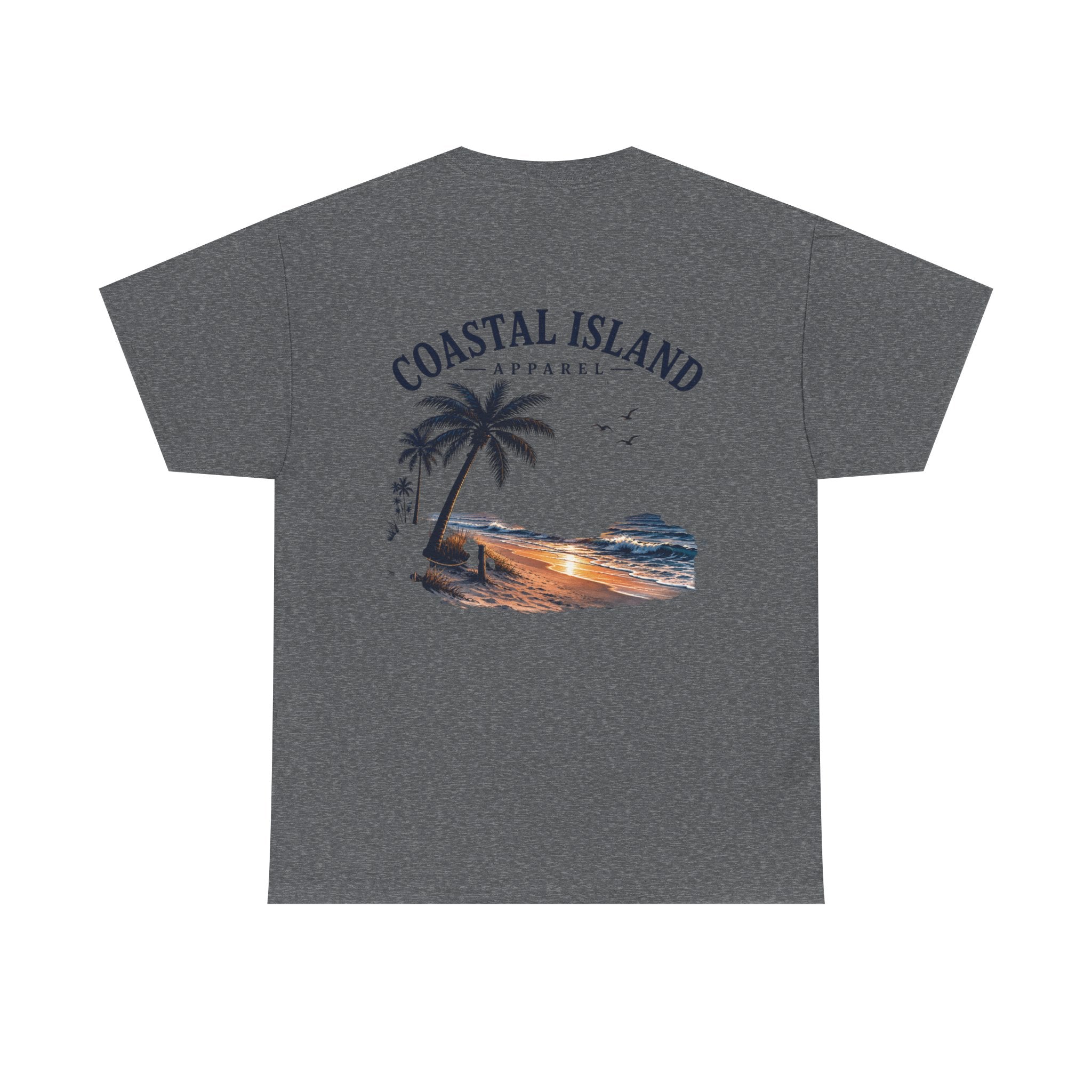 Coastal Island Sunset Beach T-Shirt | Palm Tree Ocean Graphic Tee