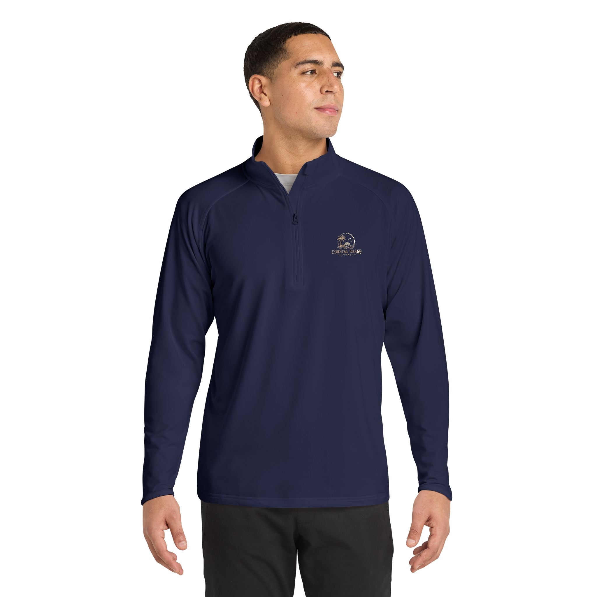 Men's Embroidered Quarter-Zip Pullover — Performance Sport-Wick
