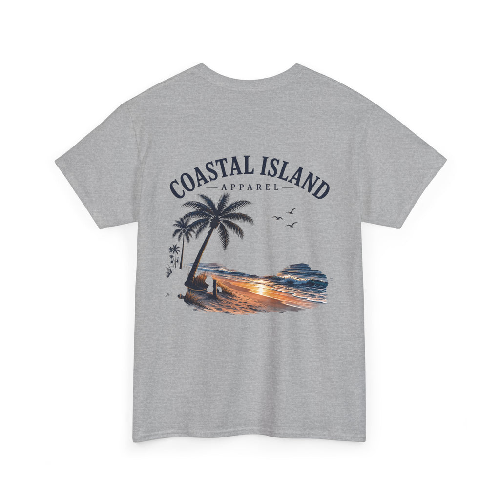 Coastal Island Sunset Beach T-Shirt | Palm Tree Ocean Graphic Tee