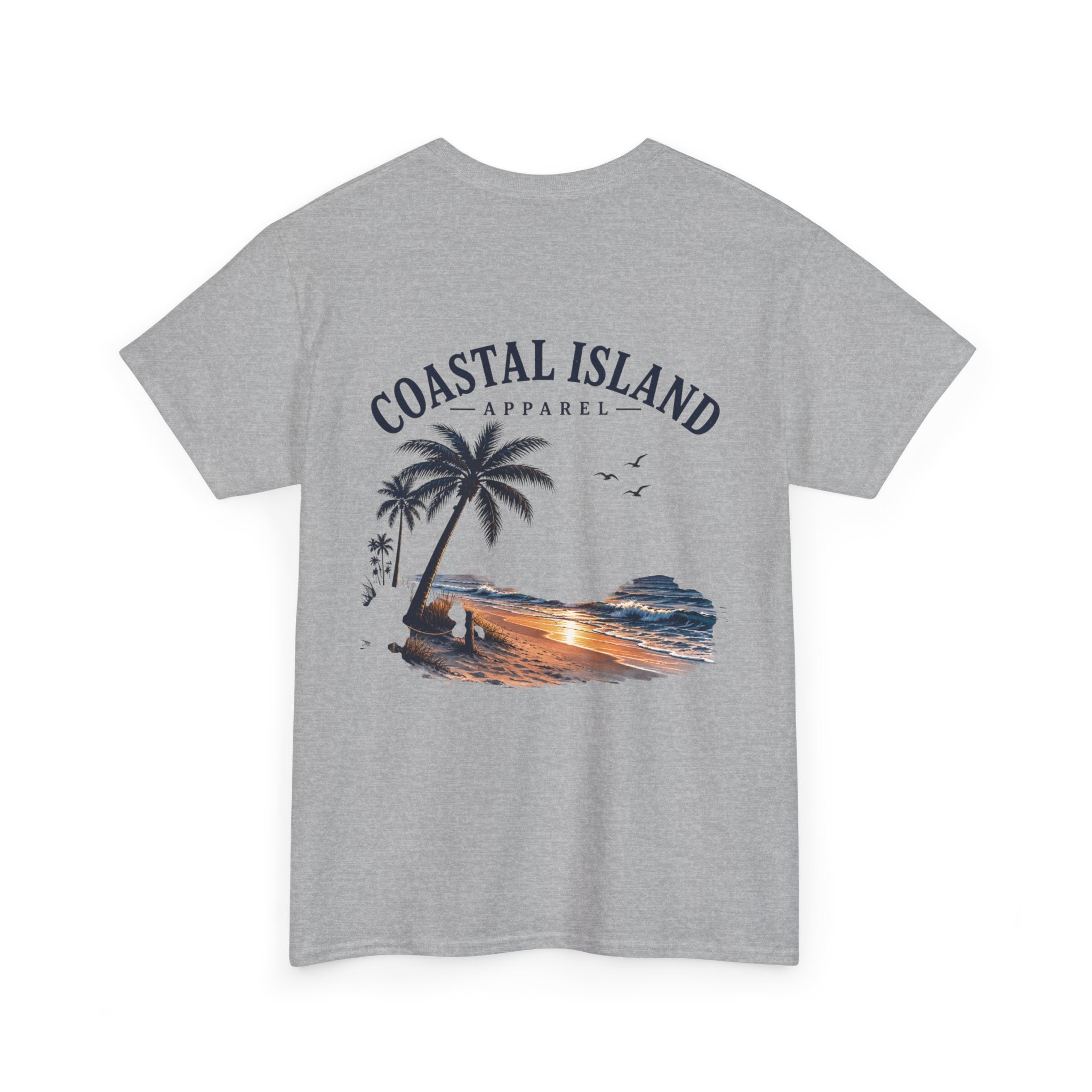 Coastal Island Sunset Beach T-Shirt | Palm Tree Ocean Graphic Tee