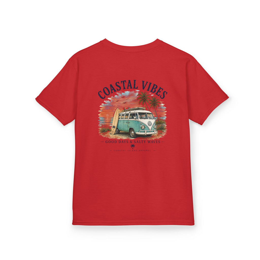 Kids T-Shirt — "Coastal Vibes" Retro Surf Van Tee