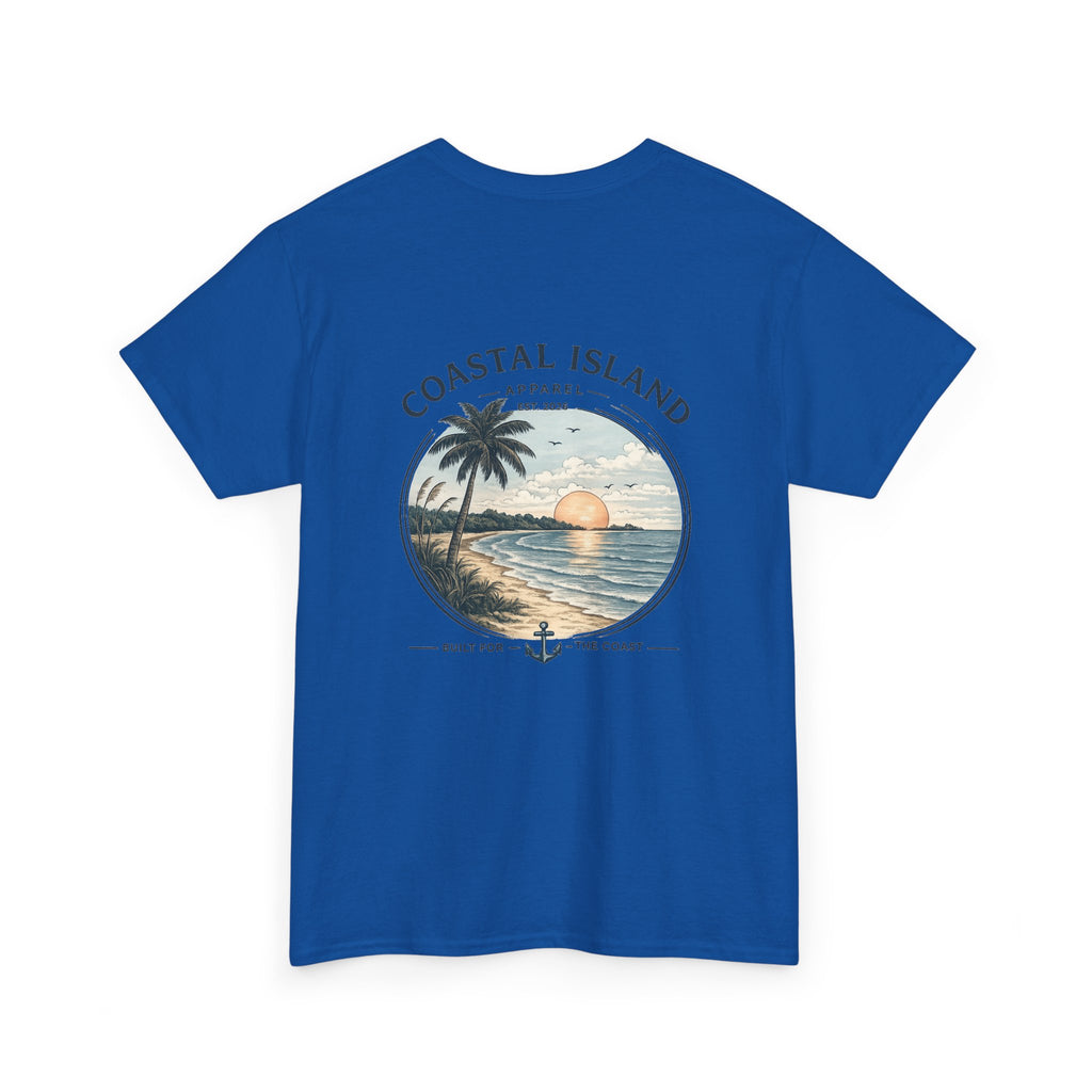 Coastal Island Sunset Tee — Beach Palm Tree Graphic T-Shirt
