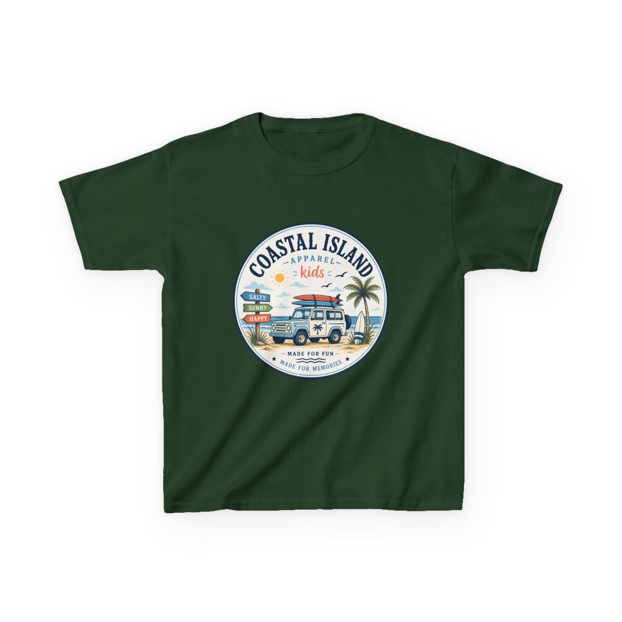 Coastal Island Kids Tee — Vintage Beach Surf Van Graphic