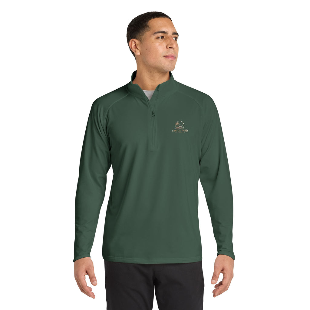 Men's Embroidered Quarter-Zip Pullover — Performance Sport-Wick
