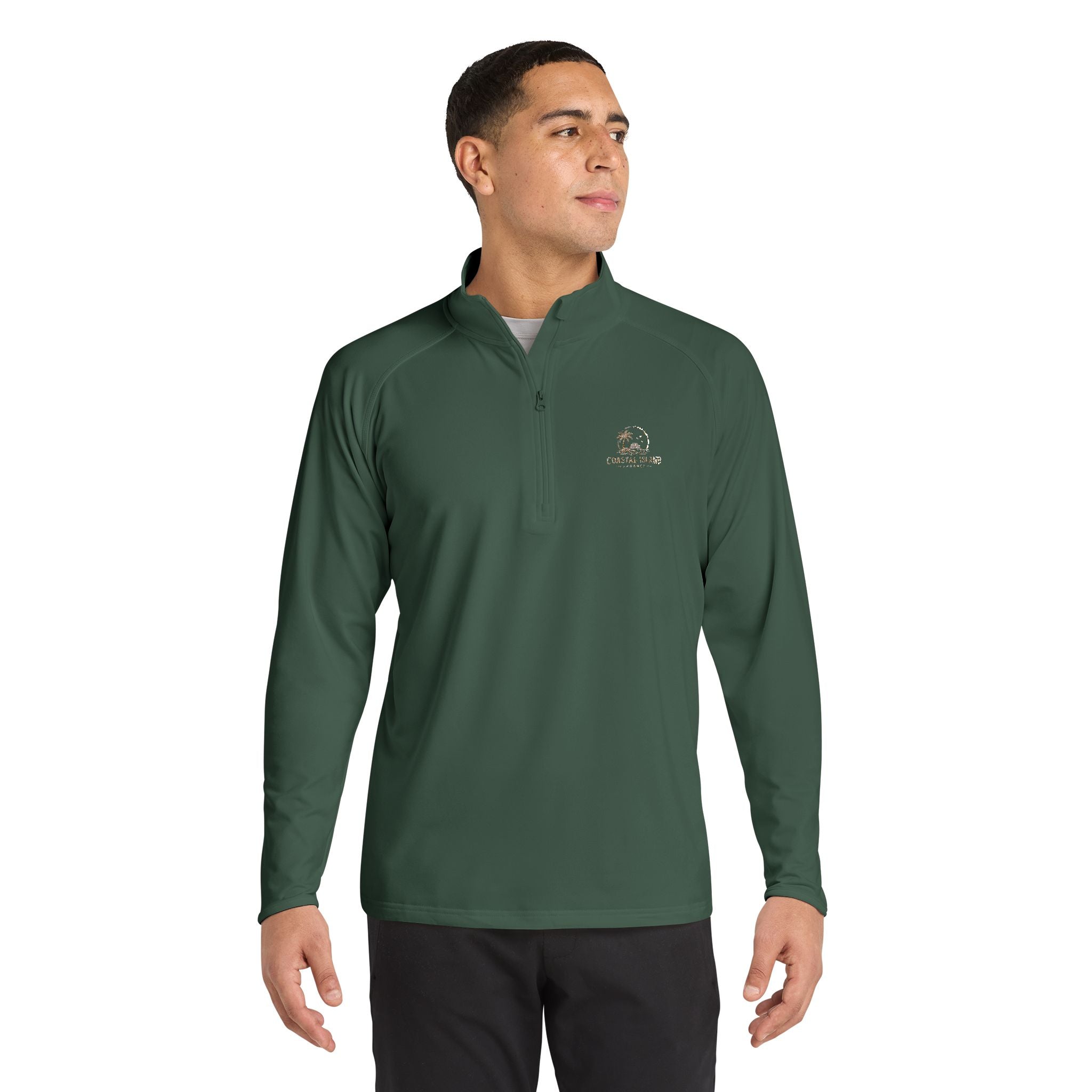 Men's Embroidered Quarter-Zip Pullover — Performance Sport-Wick