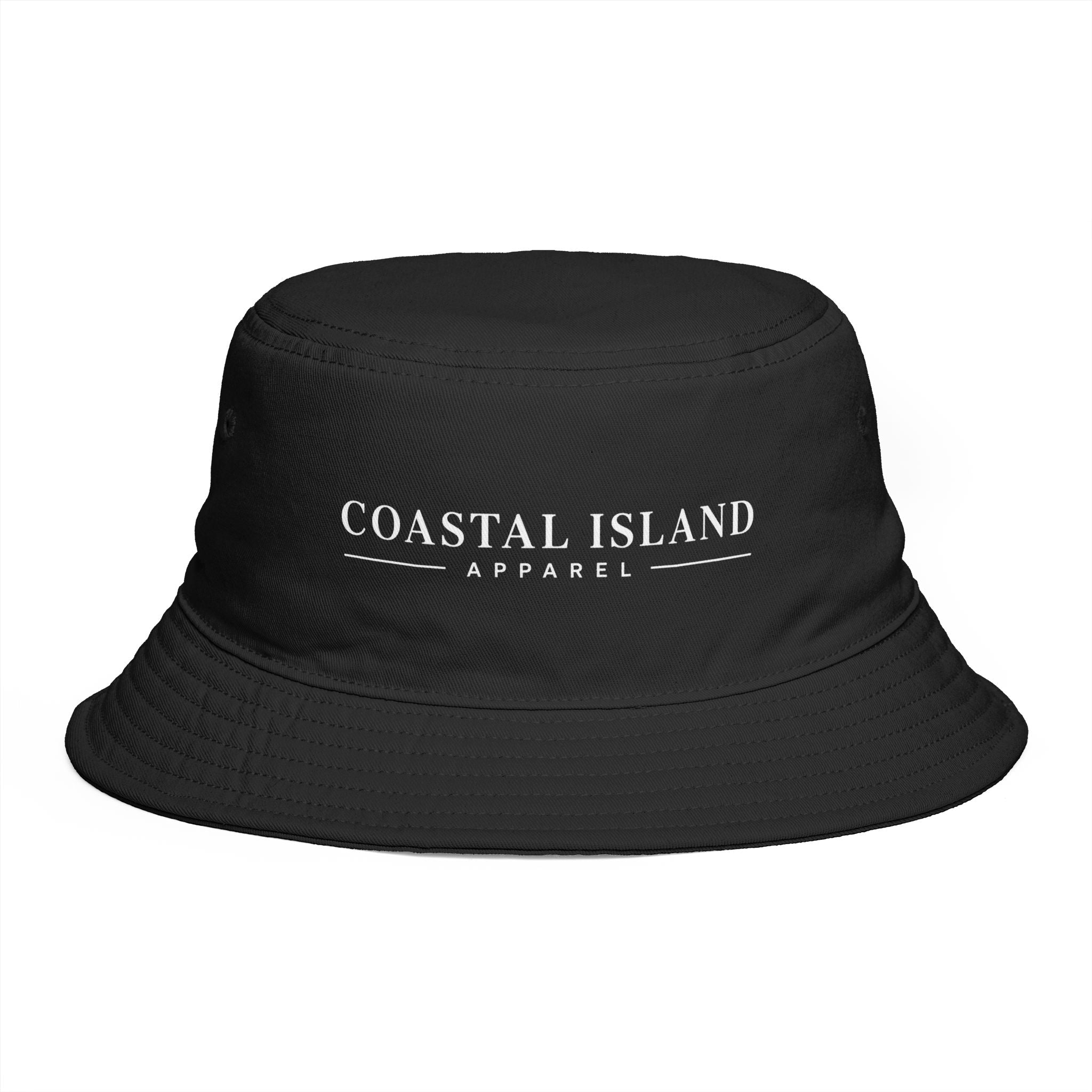 Coastal Island Apparel Bucket Hat - Brown Embroidered Beach Sun Hat