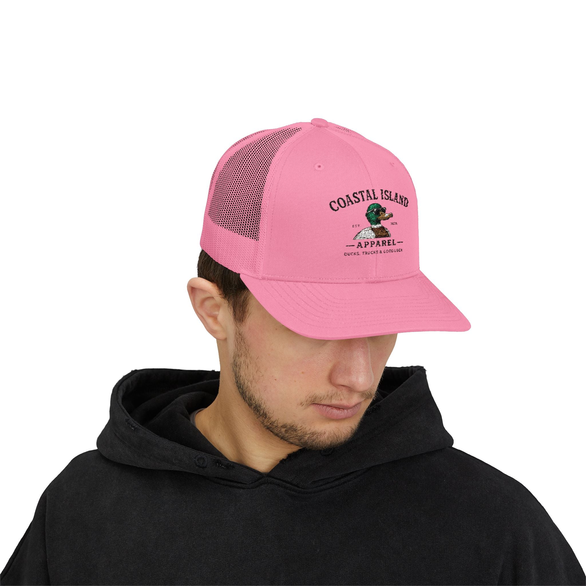 Coastal Island Trucker Cap — Vintage Duck Logo Snapback Hat