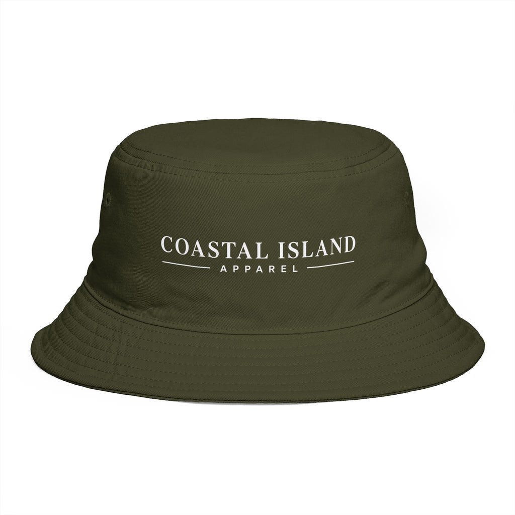 Coastal Island Apparel Bucket Hat - Brown Embroidered Beach Sun Hat