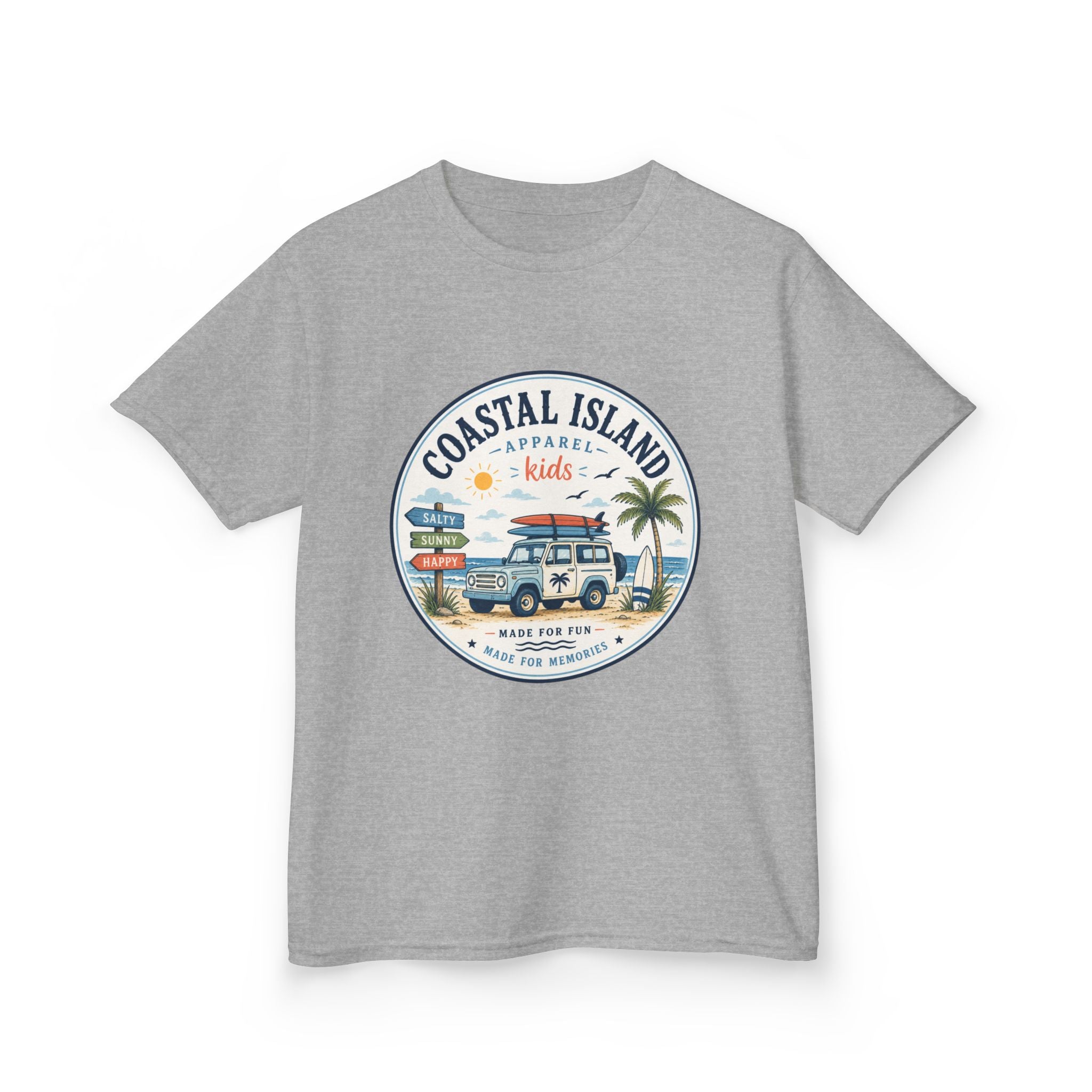 Coastal Island Kids Tee — Vintage Beach Surf Van Graphic