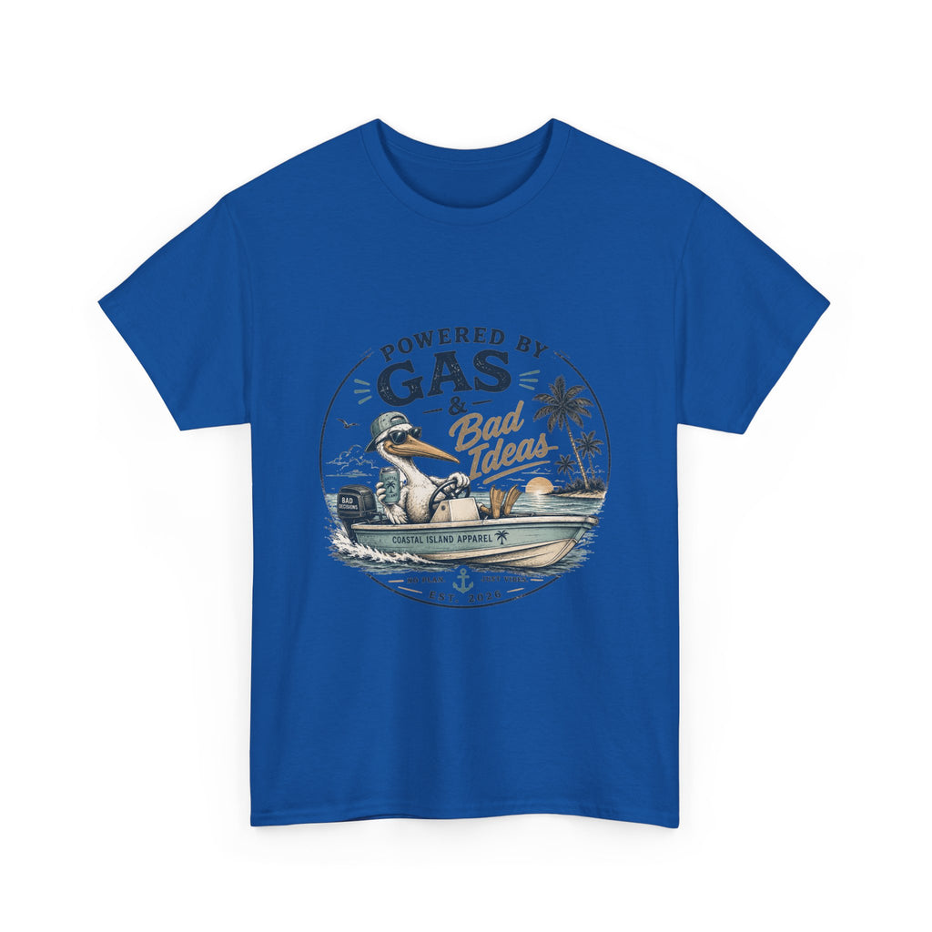 Gas & Bad Ideas Boat T‑Shirt — Funny Fishing Beach Tee