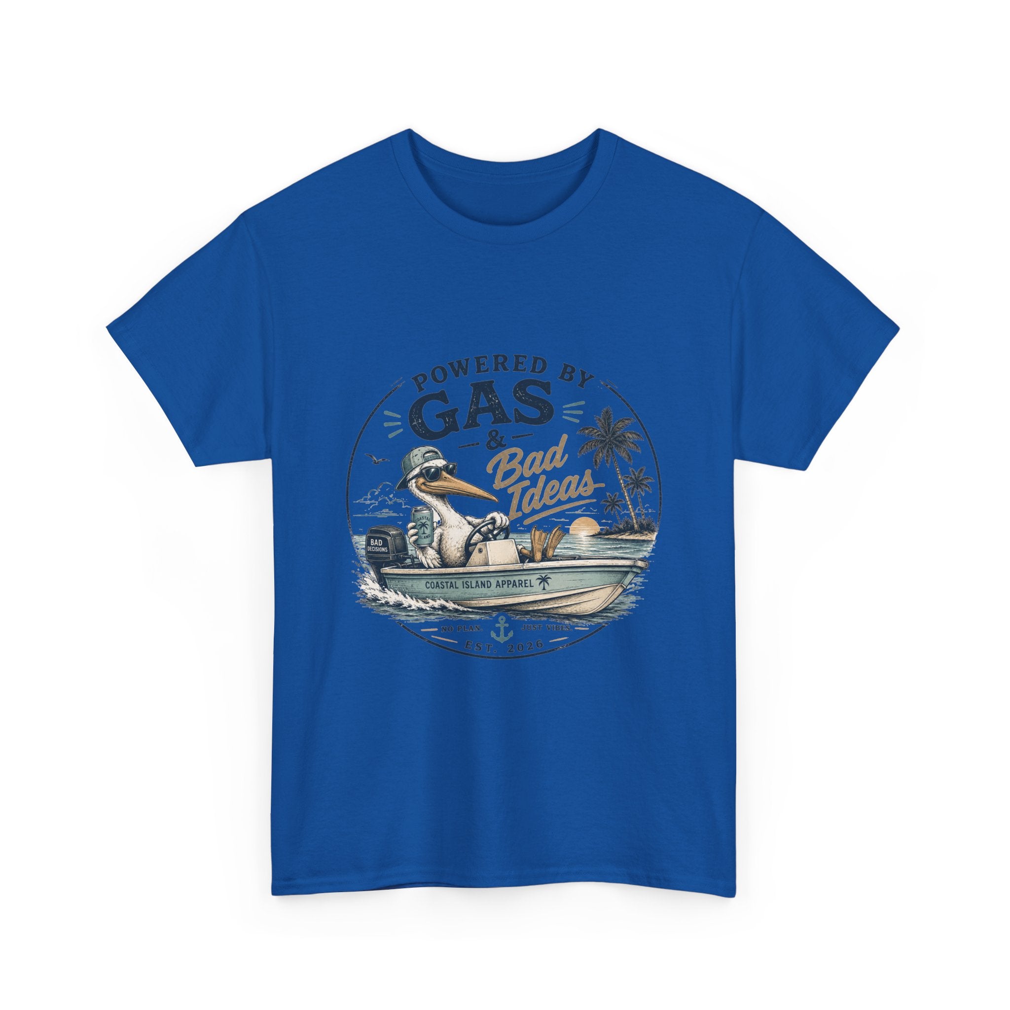 Gas & Bad Ideas Boat T‑Shirt — Funny Fishing Beach Tee