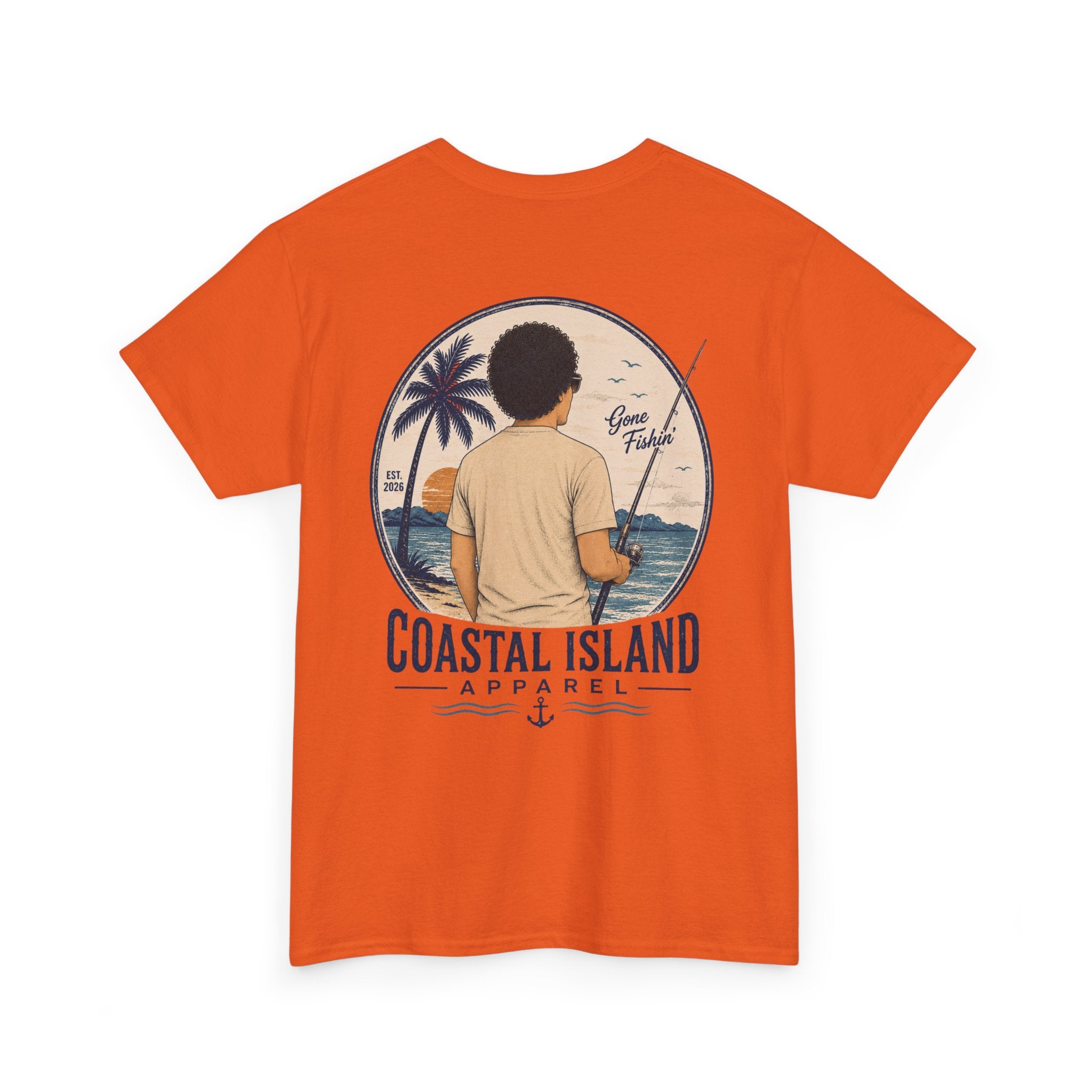 Unisex Heavy Cotton Tee- Guy Fishing