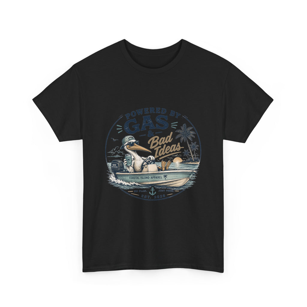 Gas & Bad Ideas Boat T‑Shirt — Funny Fishing Beach Tee